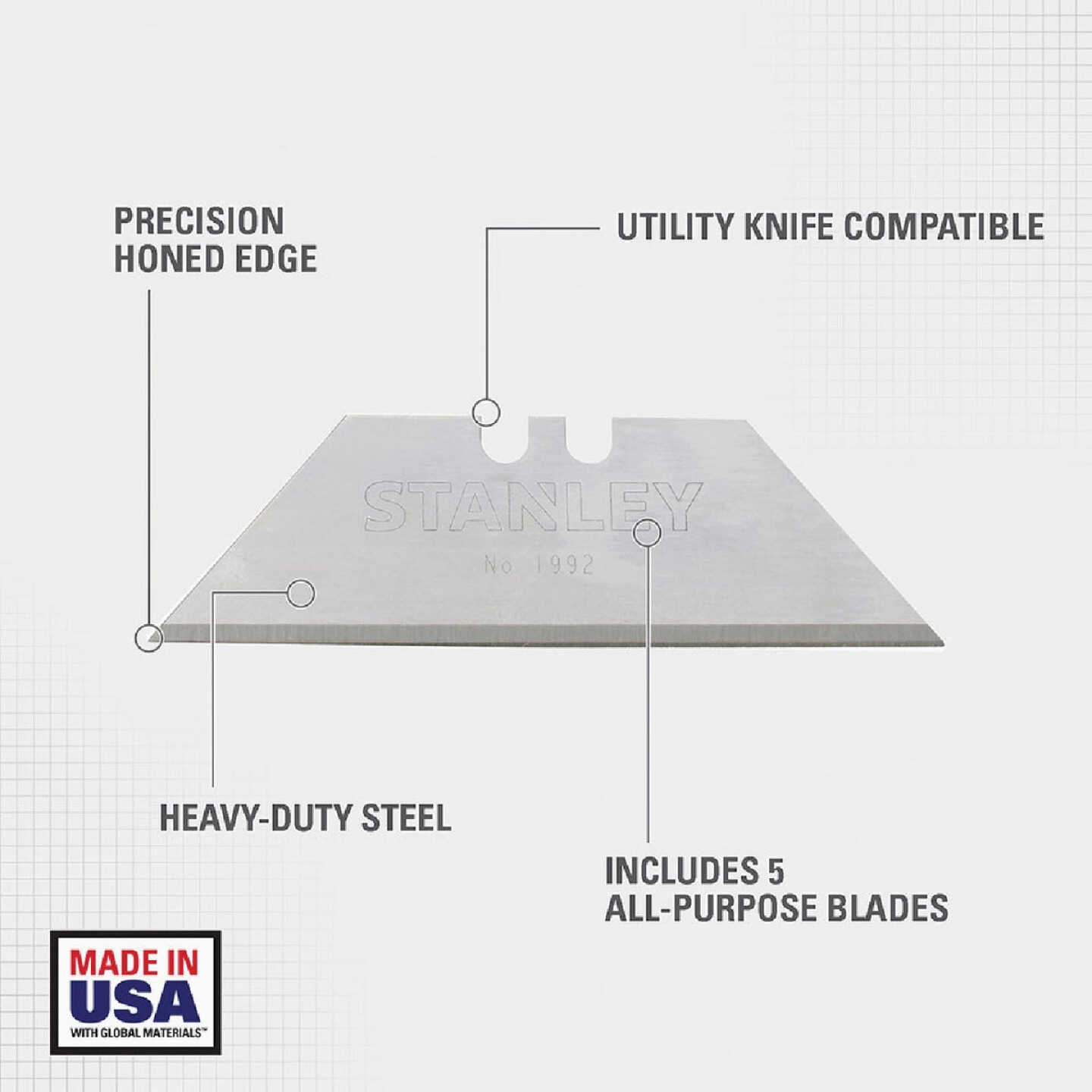 Stanley 2-Point Heavy-Duty 2-7/16 In. Utility Knife Blade (5-Pack) Image 2