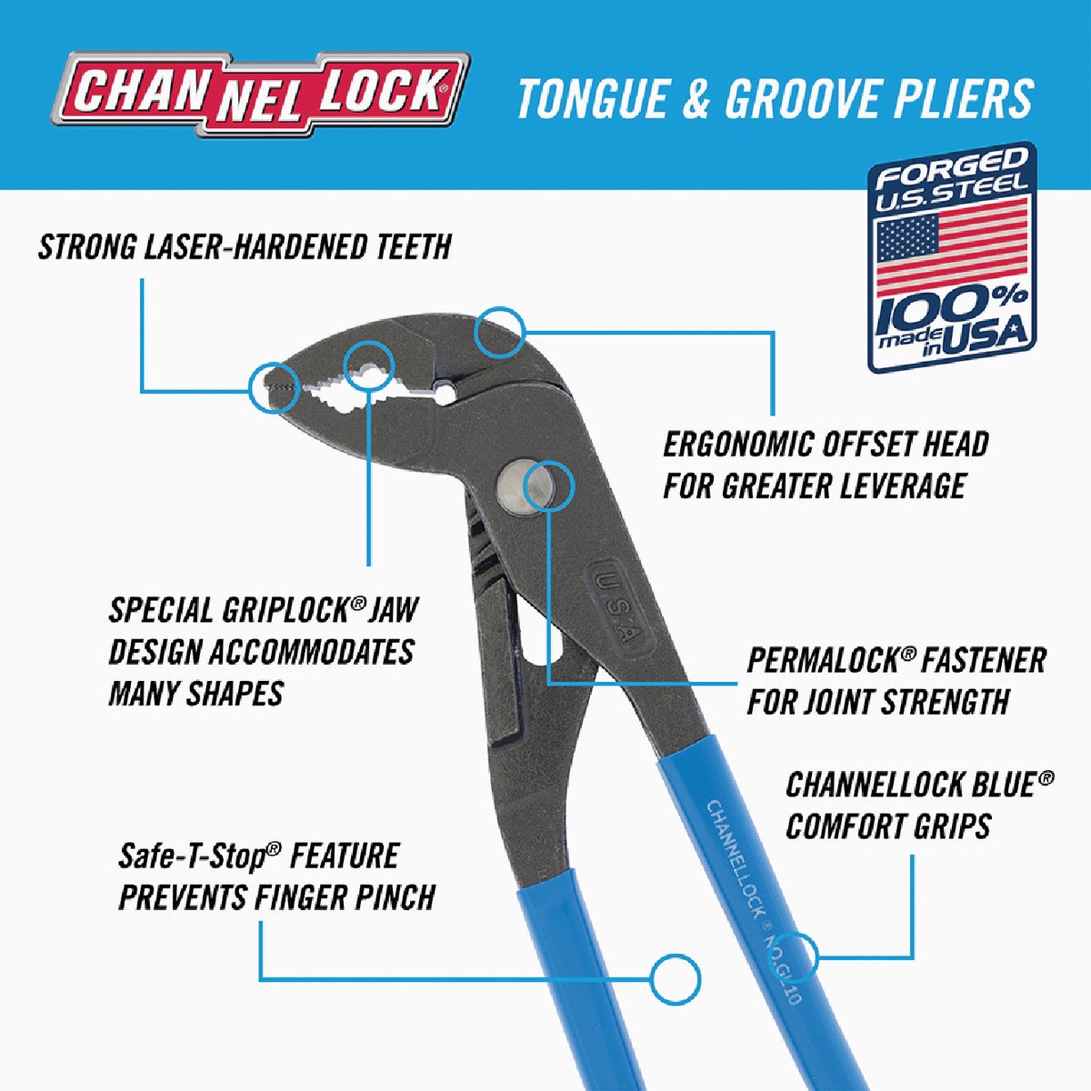 Channellock Griplock 9-1/2 In. V-Jaw Groove Joint Pliers Image 2