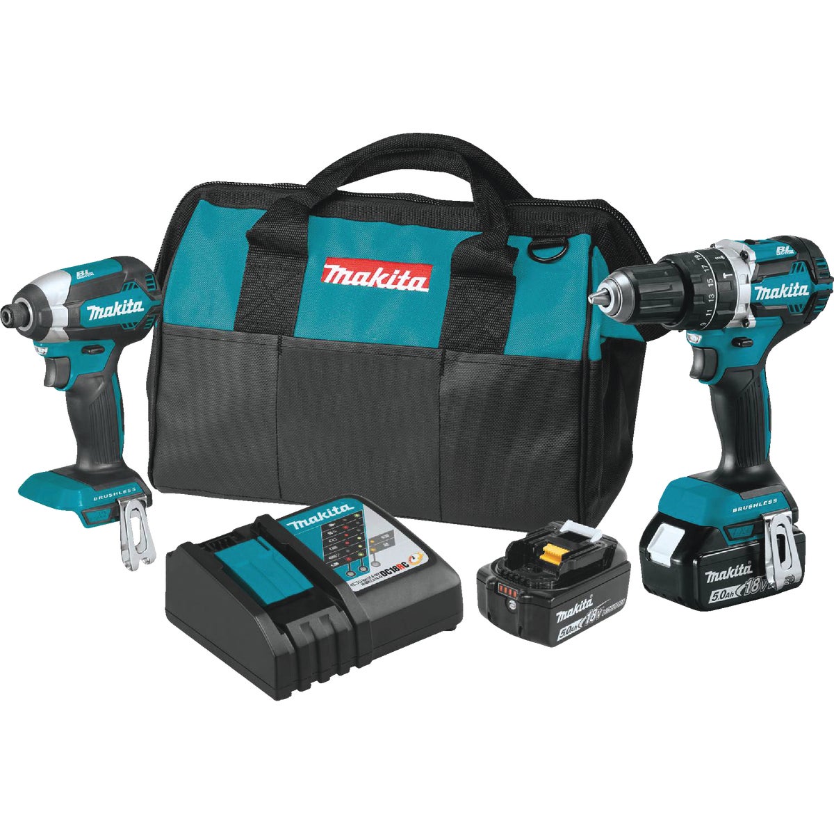 Makita 18V LXT 2-Tool Lithium-Ion Brushless Compact Hammer Drill/Driver & Impact Driver Cordless Tool Combo Kit