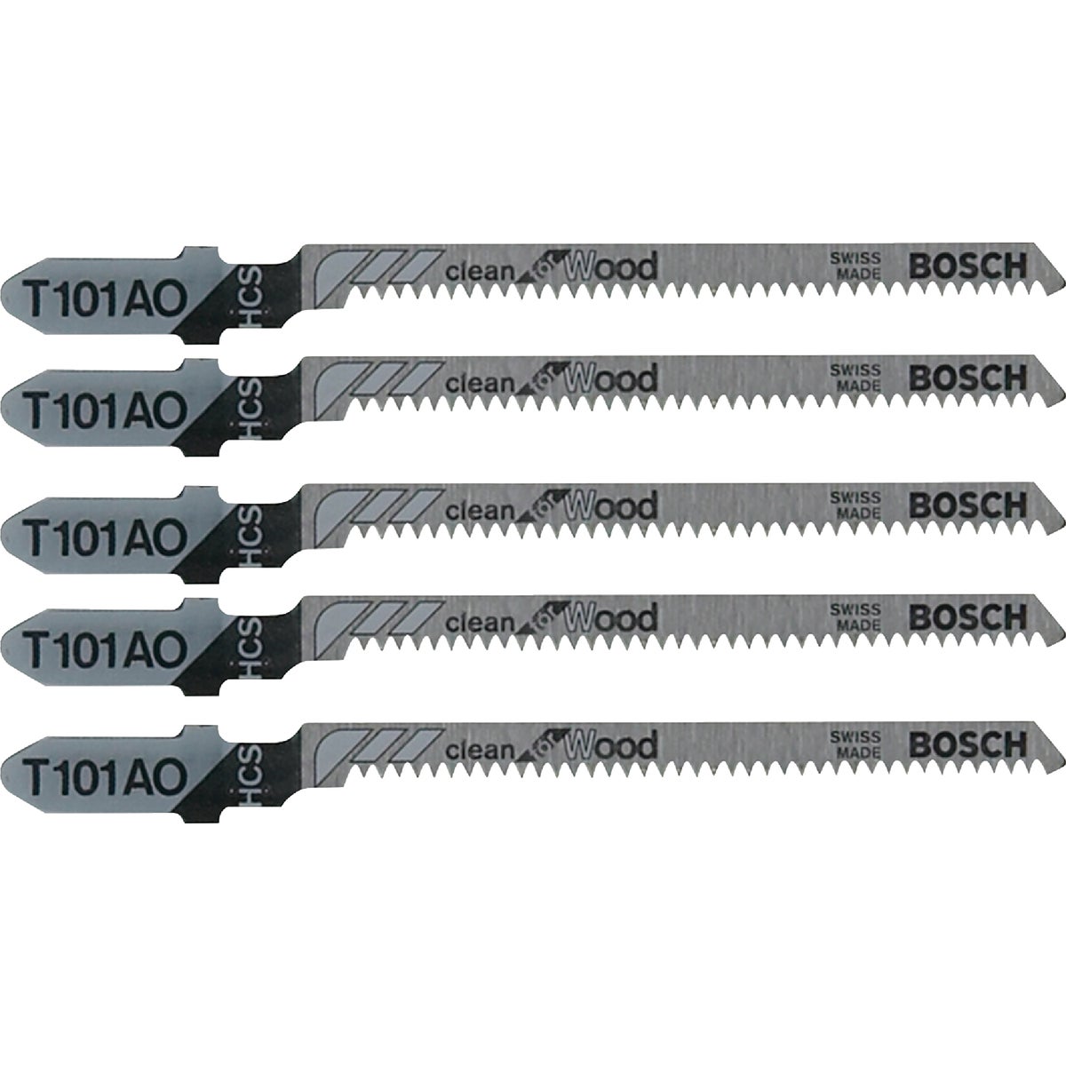 Bosch T-Shank 3-1/4 In. x 20 TPI High Carbon Steel Jig Saw Blade, Clean for Wood (5-Pack) Image 1