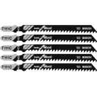 Bosch T-Shank 4 In. x 8 TPI High Carbon Steel Jig Saw Blade, Basic for Wood (5-Pack) Image 1