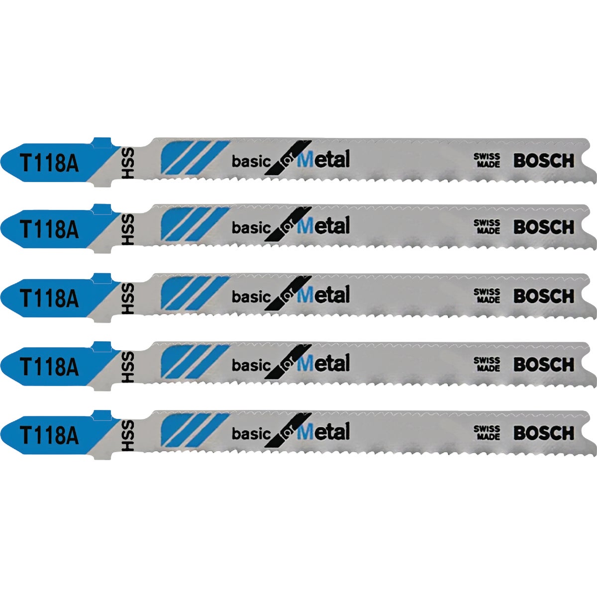 Bosch T-Shank 3-5/8 In. x 24 TPI High Carbon Steel Jig Saw Blade, Basic for Metal (5-Pack) Image 1