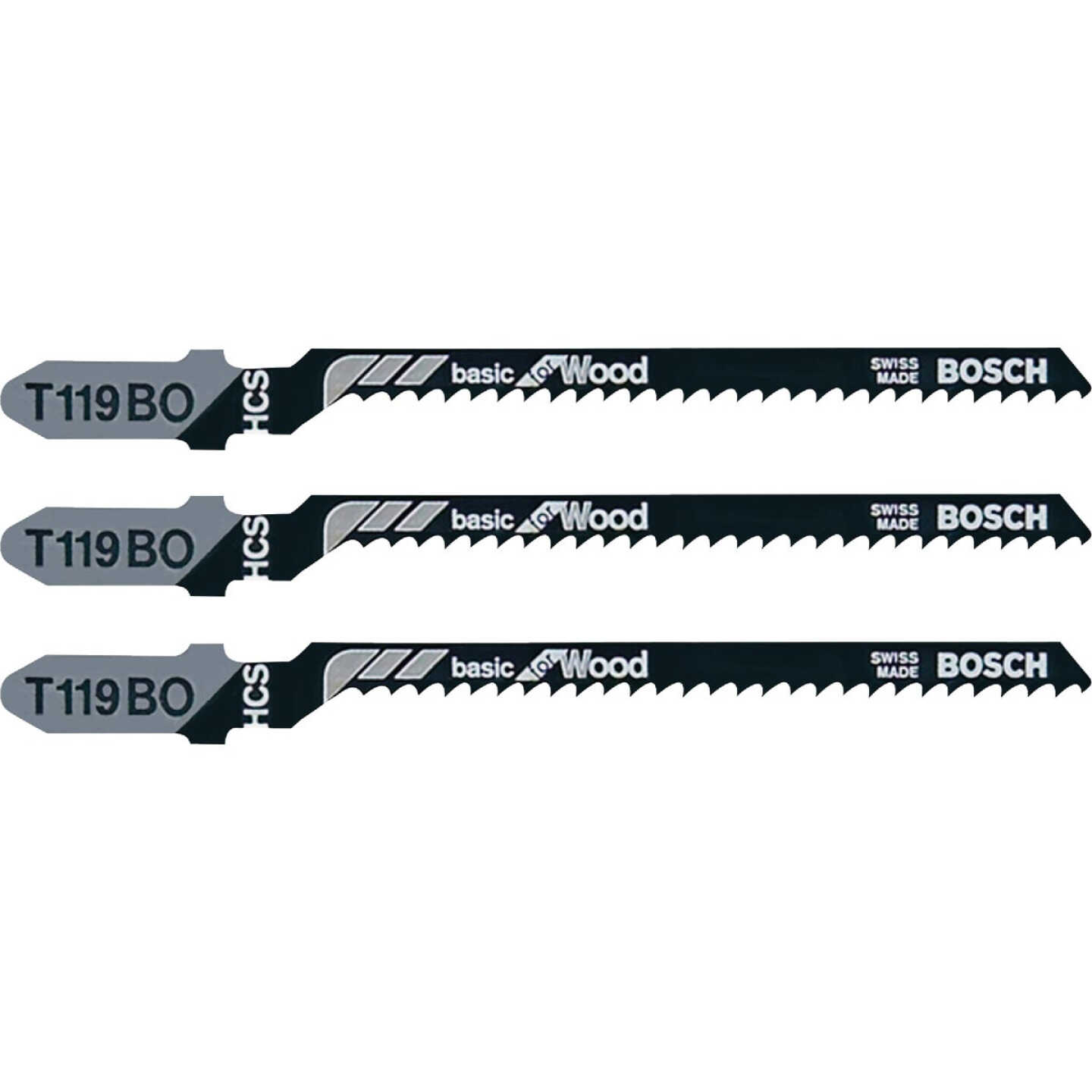 Bosch T-Shank 3-1/4 In. x 12 TPI High Carbon Steel Jig Saw Blade, Basic for Wood (5-Pack) Image 1