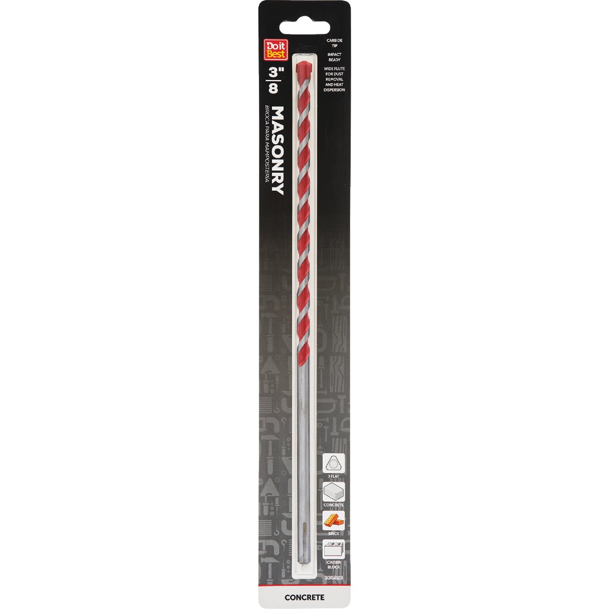 Do it Best 3/8 In. x 12 In. Impact Ready Carbide Masonry Drill Bit Image 1