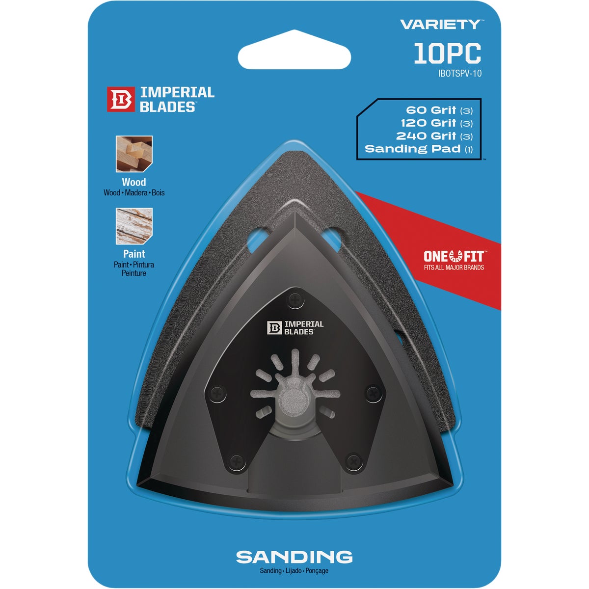 Imperial Blades ONE FIT 60/120/240 Grit Triangle Sandpaper Variety Pack with Sanding Pad (10-Pack) Image 3