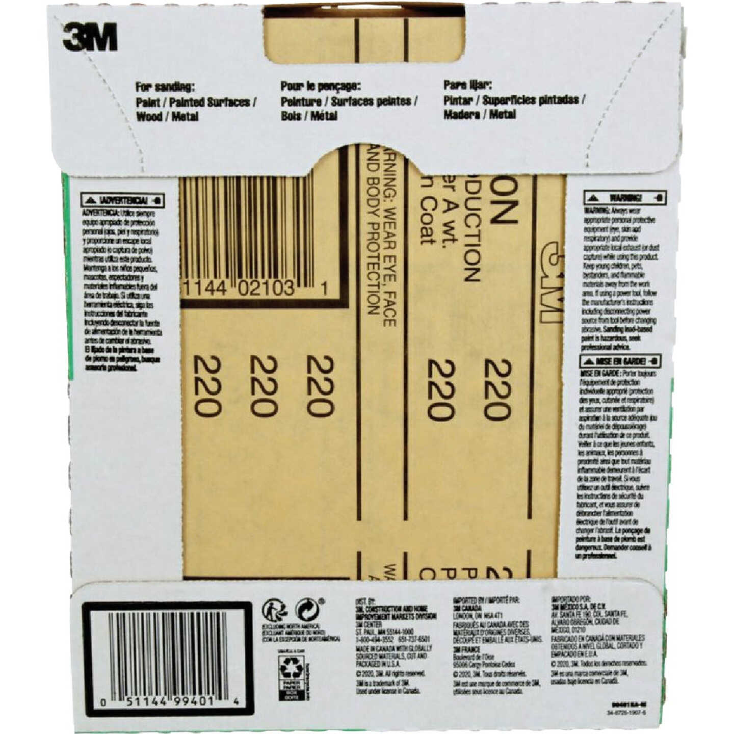 3M General Purpose 9 In. x 11 In. Aluminum Oxide Very Fine Sandpaper, 220 Grit (25-Pack) Image 4