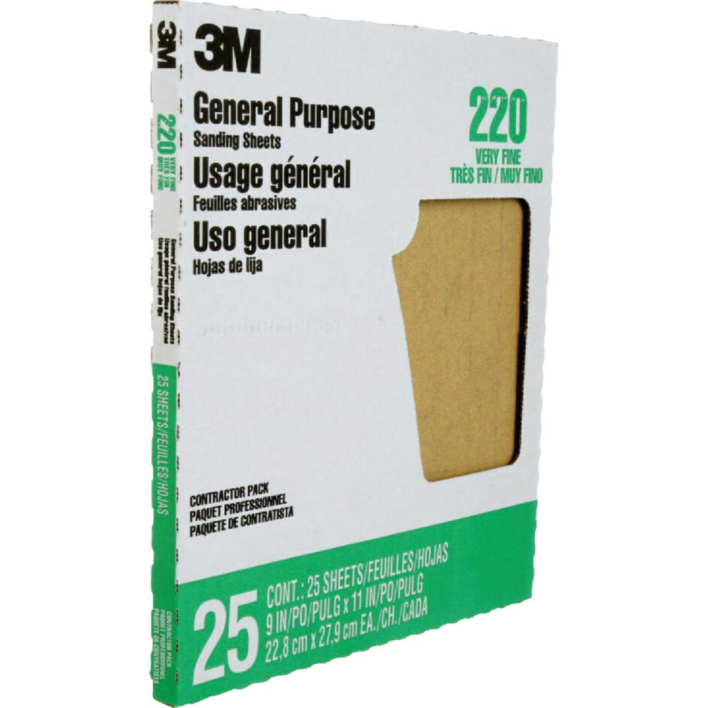 3M General Purpose 9 In. x 11 In. Aluminum Oxide Very Fine Sandpaper, 220 Grit (25-Pack) Image 5