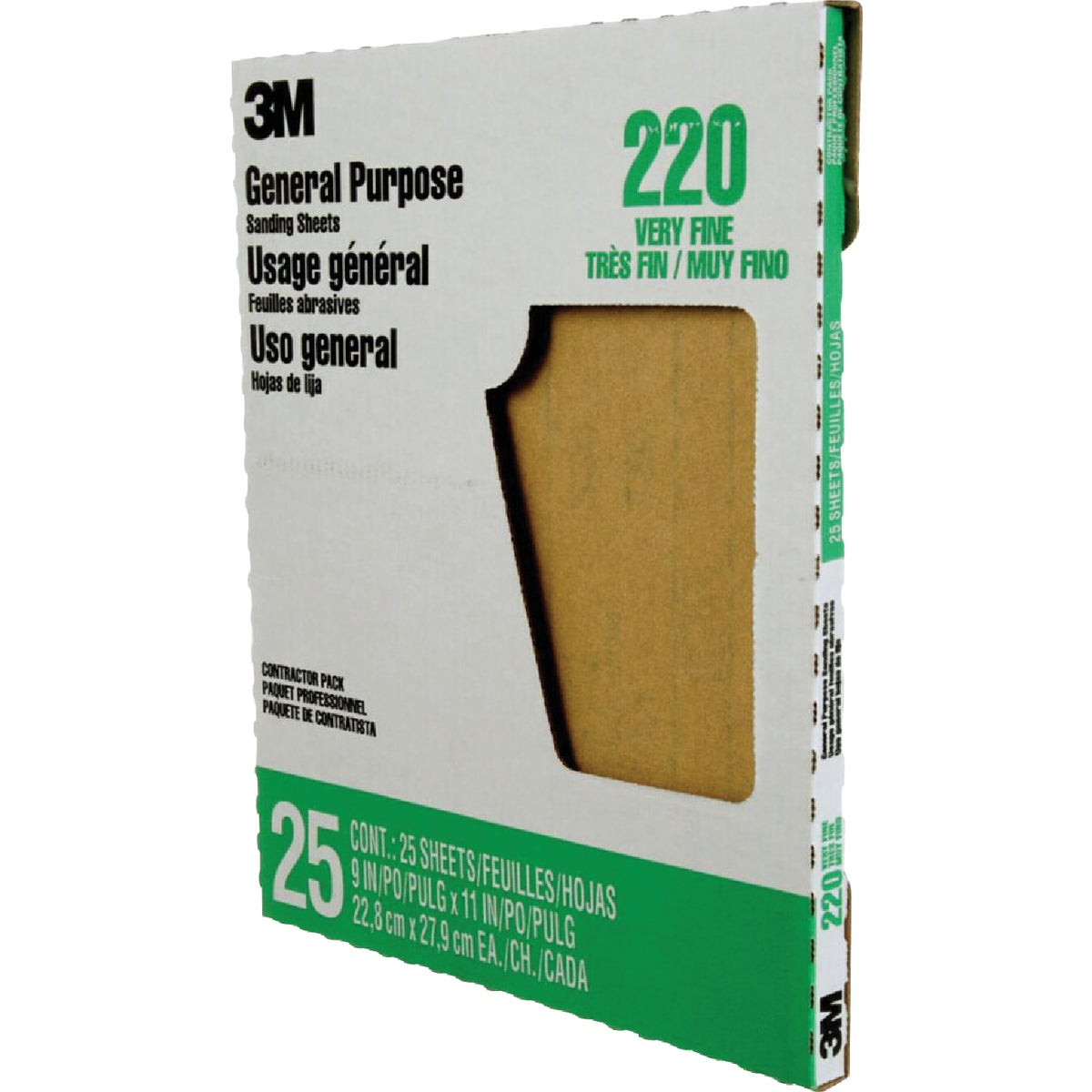 3M General Purpose 9 In. x 11 In. Aluminum Oxide Very Fine Sandpaper, 220 Grit (25-Pack) Image 6
