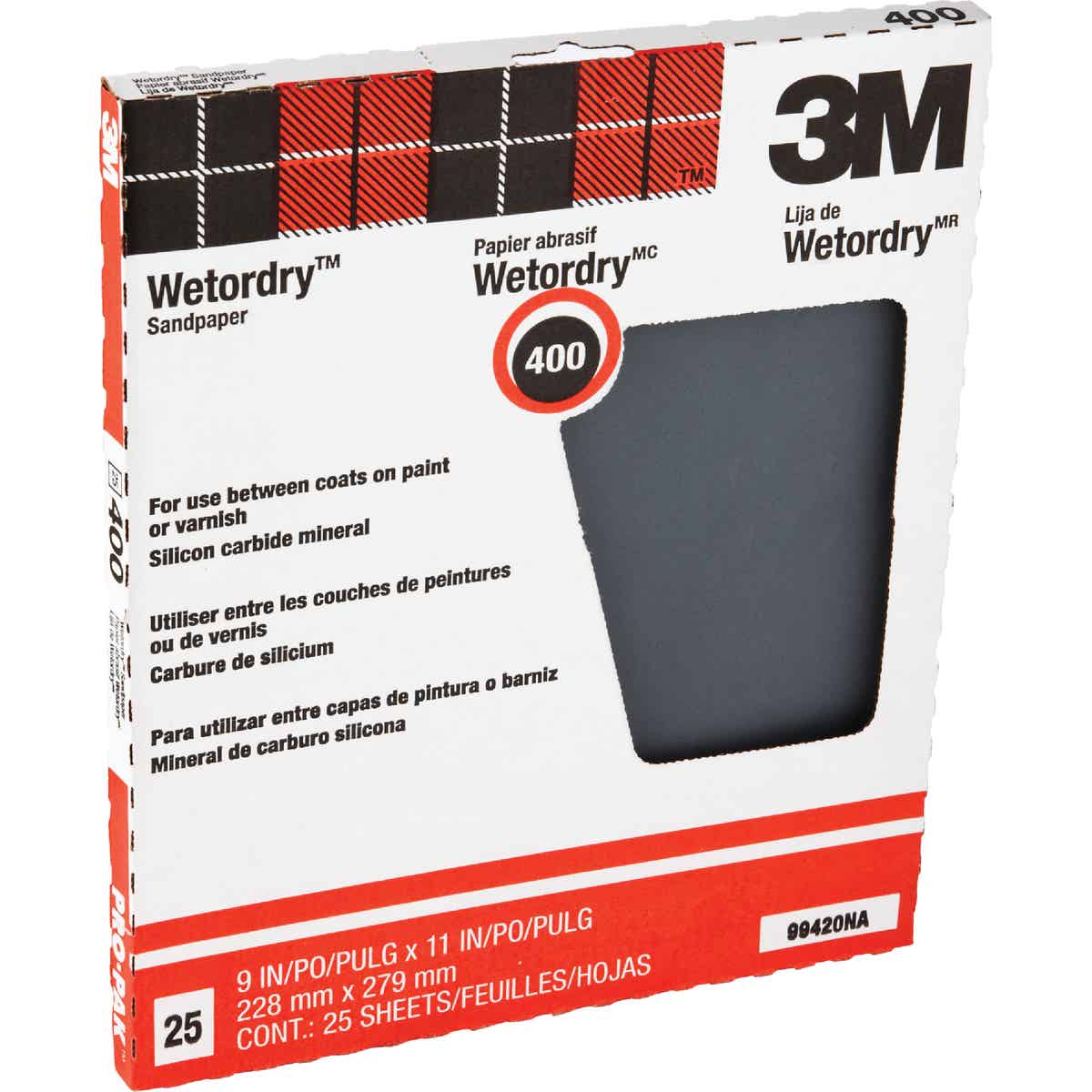 3M Wetordry Pro-Pak 9 In. x 11 In. Super Fine Between Finish Coats Sanding Sheets, 400 Grit (25-Pack) Image 2
