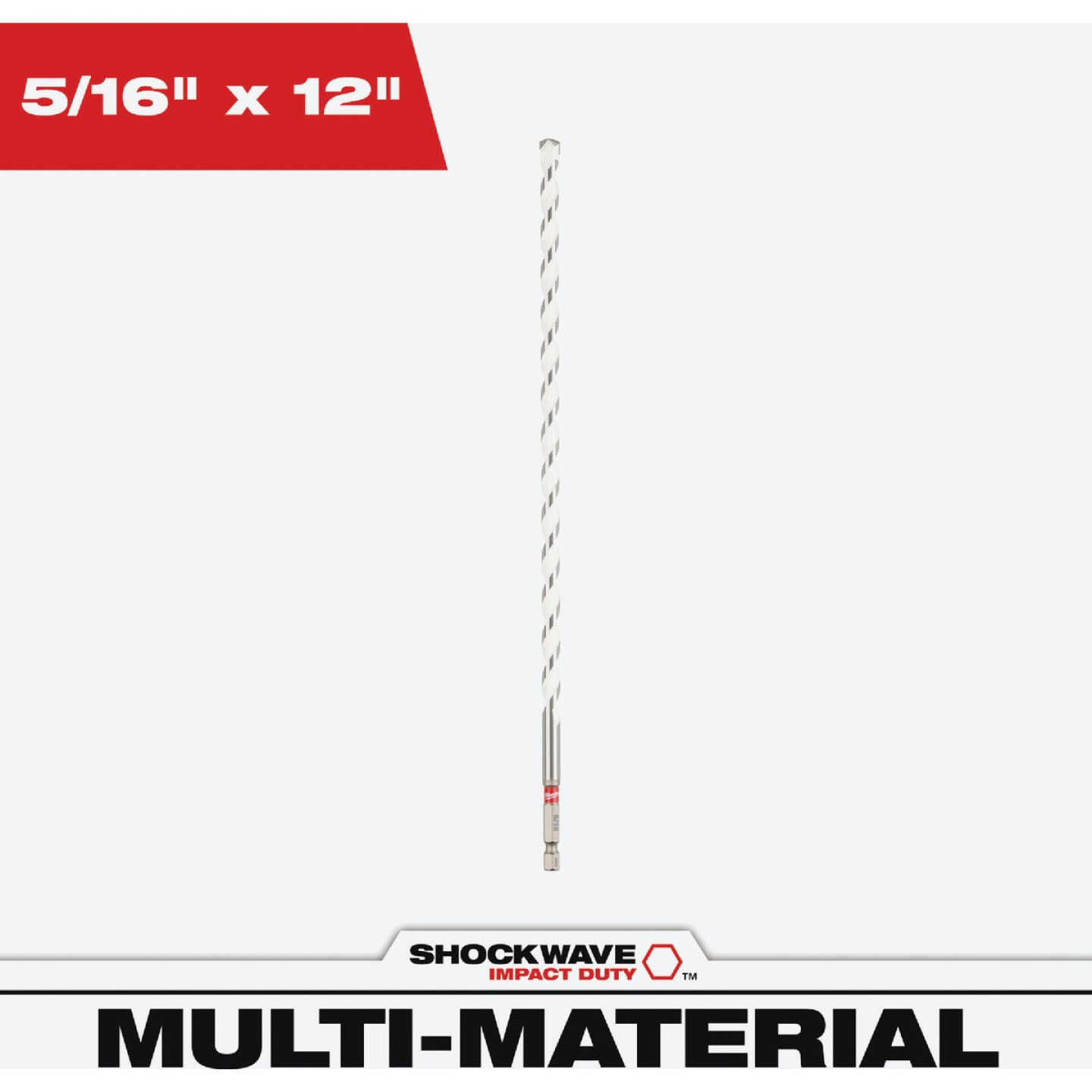 Milwaukee SHOCKWAVE 5/16 In. x 12 In. Impact Duty Carbide Multi-Material Hex Shank Drill Bit Image 1