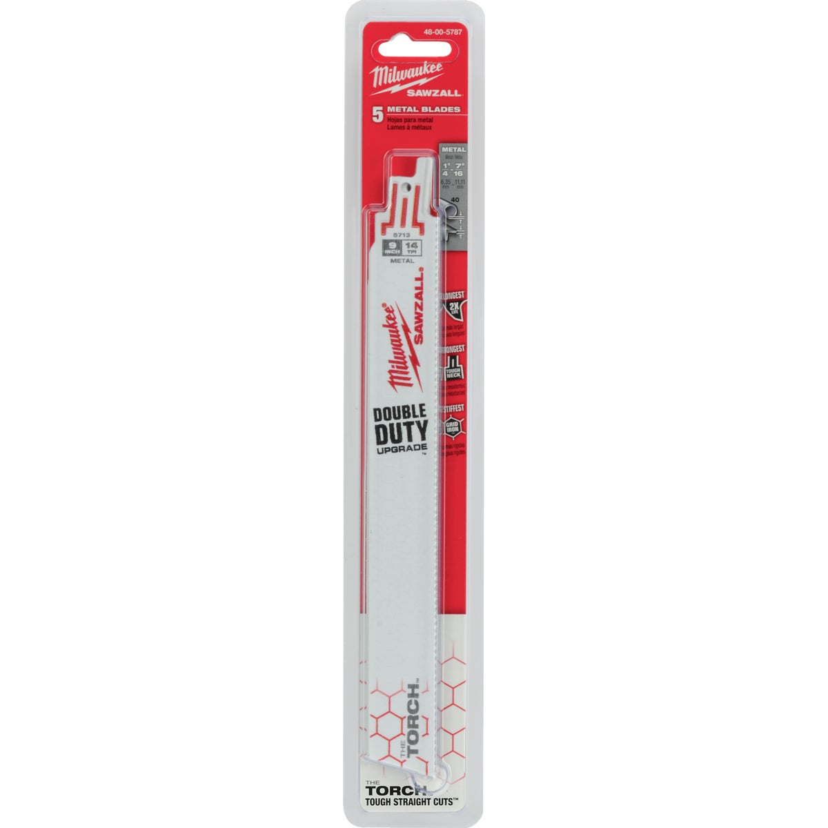 Milwaukee SAWZALL The TORCH 9 In. 14 TPI Metal Demolition Reciprocating Saw Blade (5-Pack) Image 2