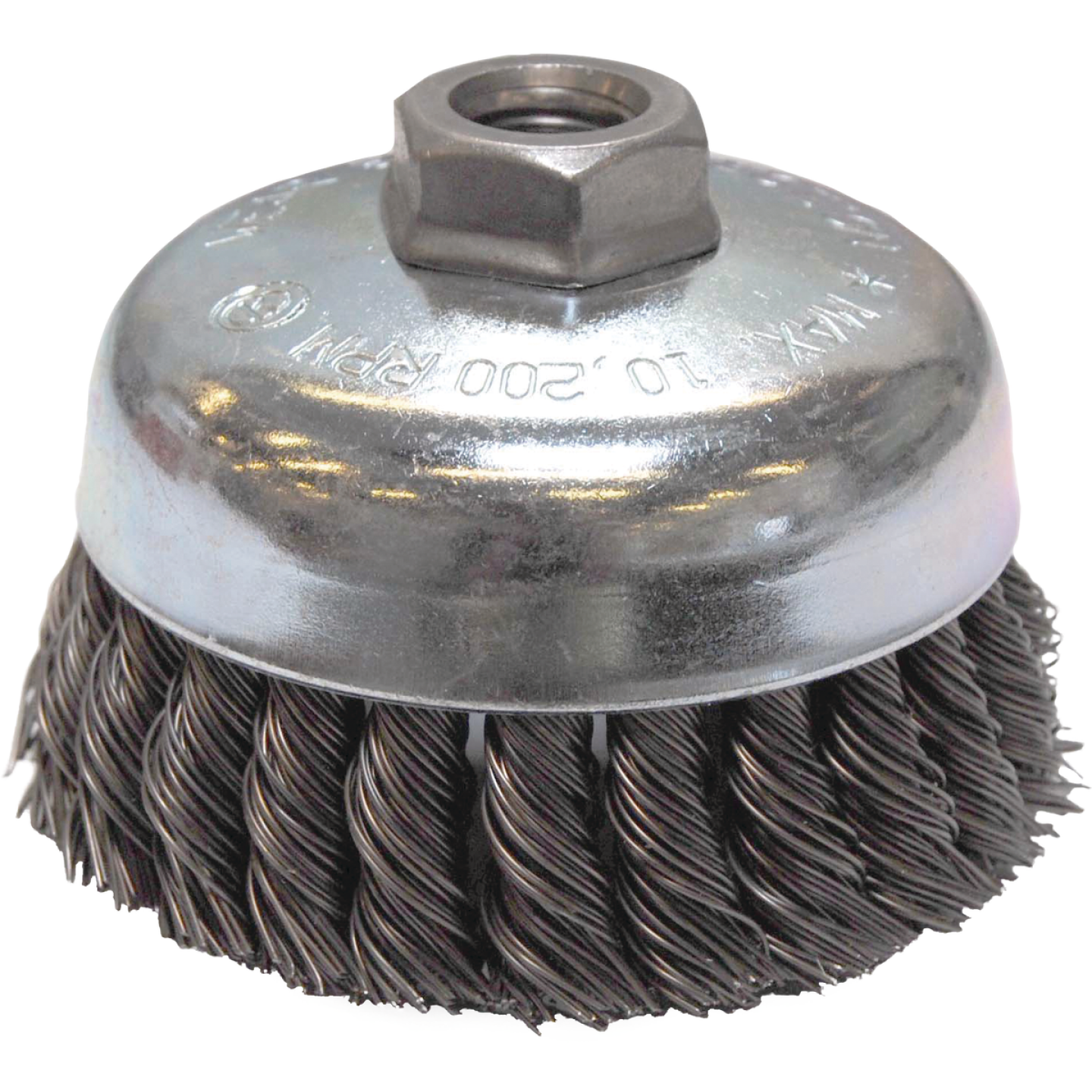 Weiler Vortec 4 In. Knotted 0.02 In. Angle Grinder Wire Brush Image 1