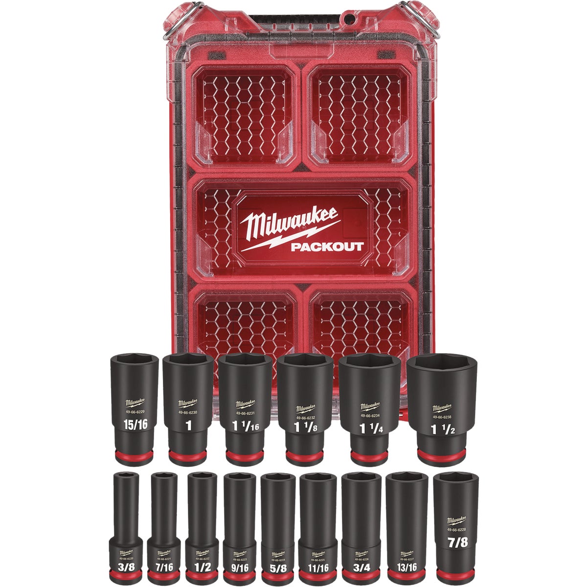 Milwaukee SHOCKWAVE Standard 1/2 In. Drive 6-Point Deep Impact Driver Set with PACKOUT Organizer (15-Piece) Image 6