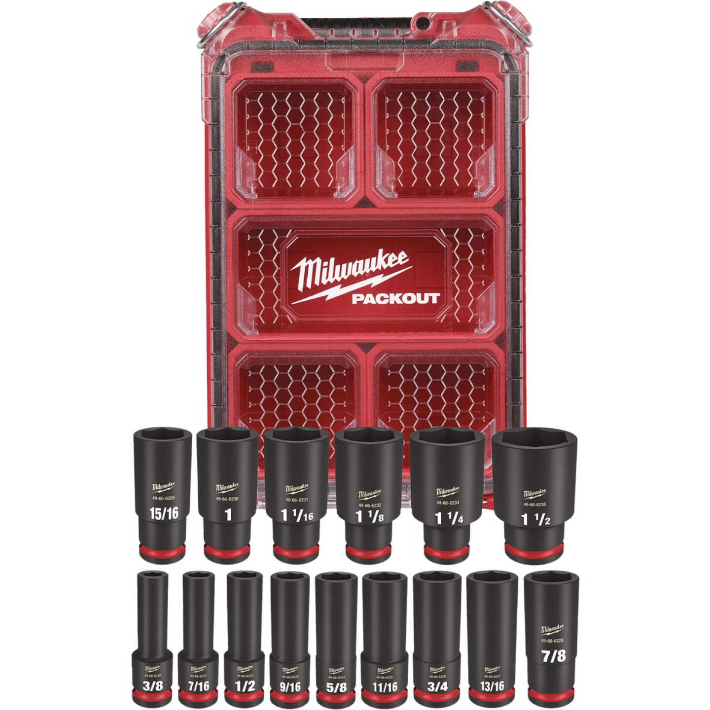Milwaukee SHOCKWAVE Standard 1/2 In. Drive 6-Point Deep Impact Driver Set with PACKOUT Organizer (15-Piece) Image 6
