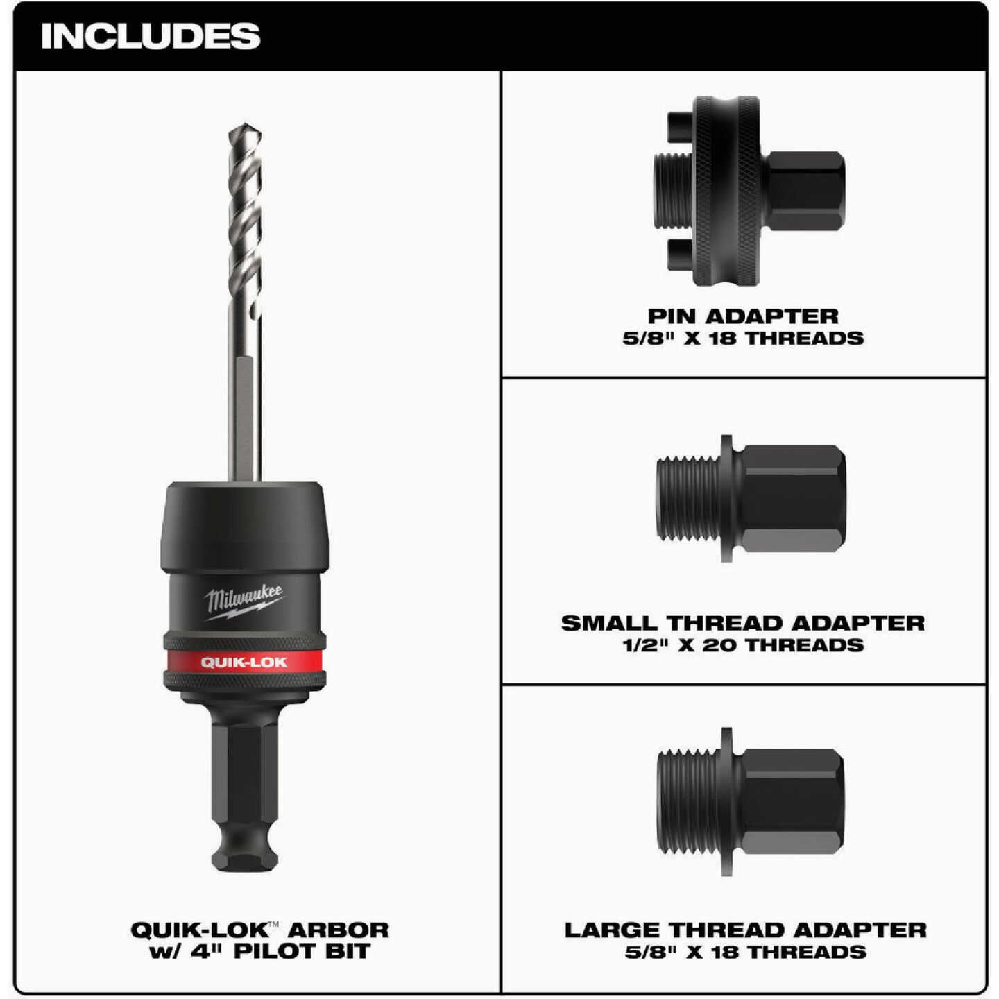 Milwaukee Quik-Lok 7/16 In. Arbor Set (5-Piece) Image 3