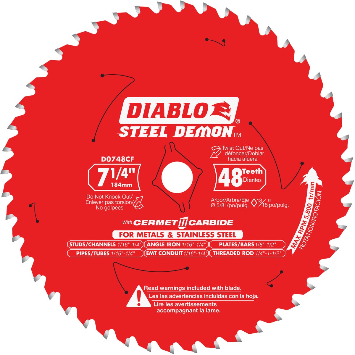 Diablo Steel Demon 7-1/4 In. 48-Tooth Cermet II Metal Circular Saw Blade, Bulk Image 1