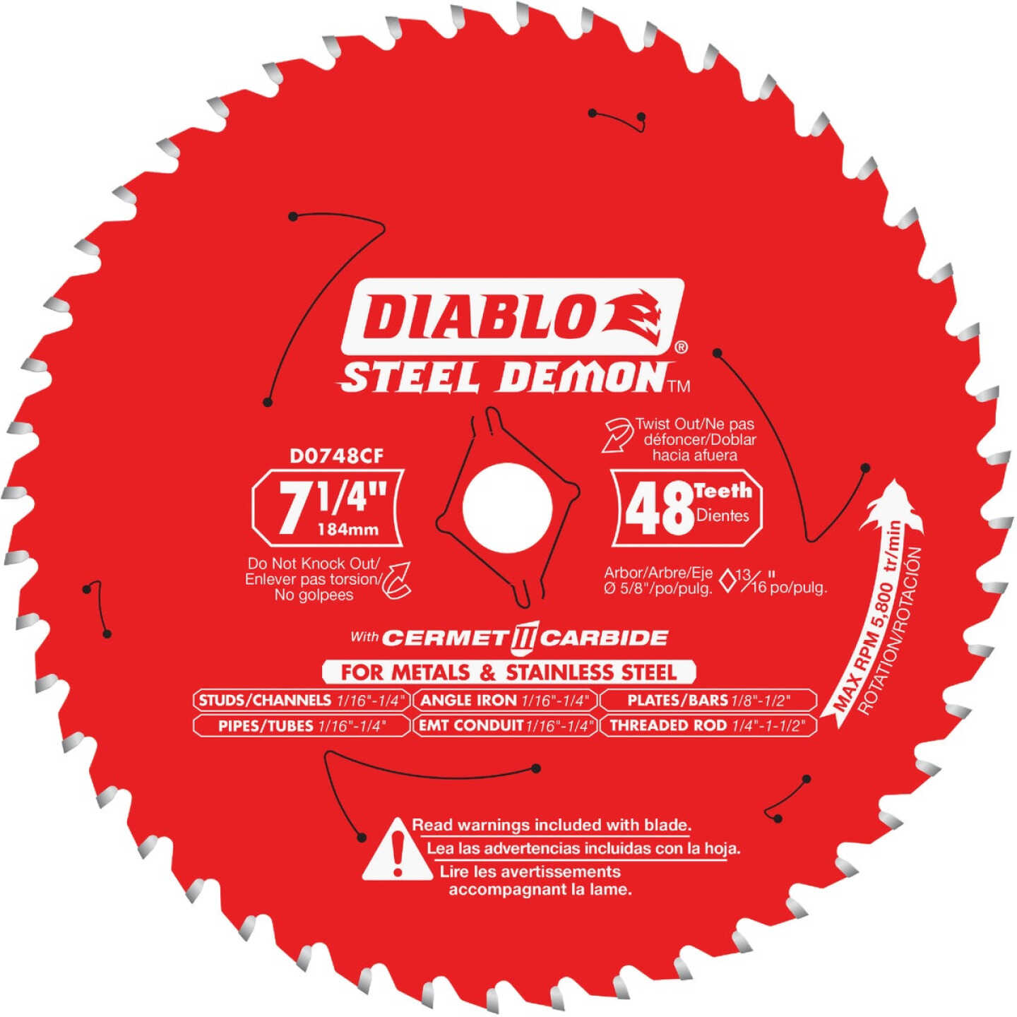 Diablo Steel Demon 7-1/4 In. 48-Tooth Cermet II Metal Circular Saw Blade, Bulk Image 1