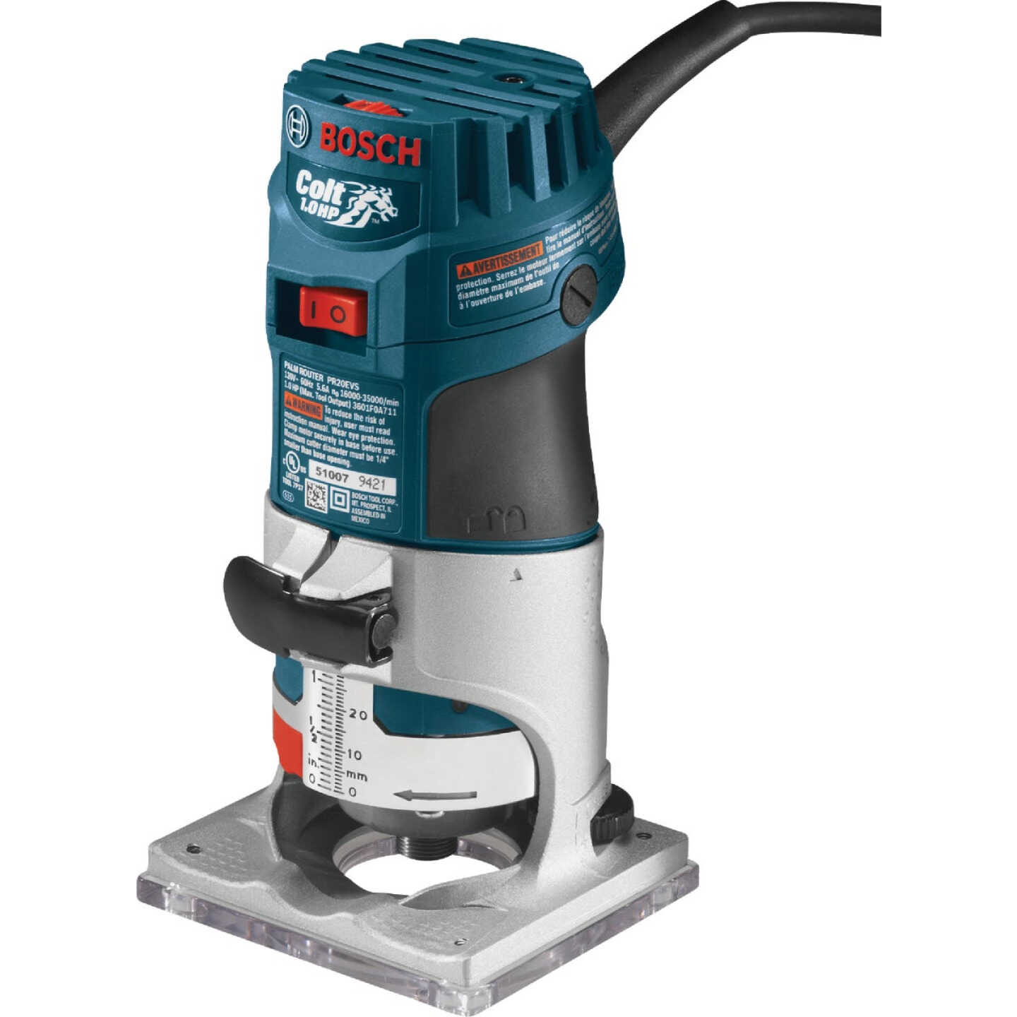 Bosch 5.6-Amp 1.0 HP Variable-Speed Fixed Base Palm Router Image 1