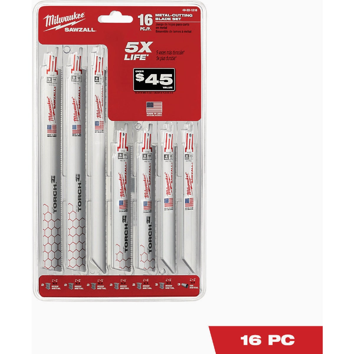 Milwaukee SAWZALL 16-Piece Multi-Material Reciprocating Saw Blade Set Image 3