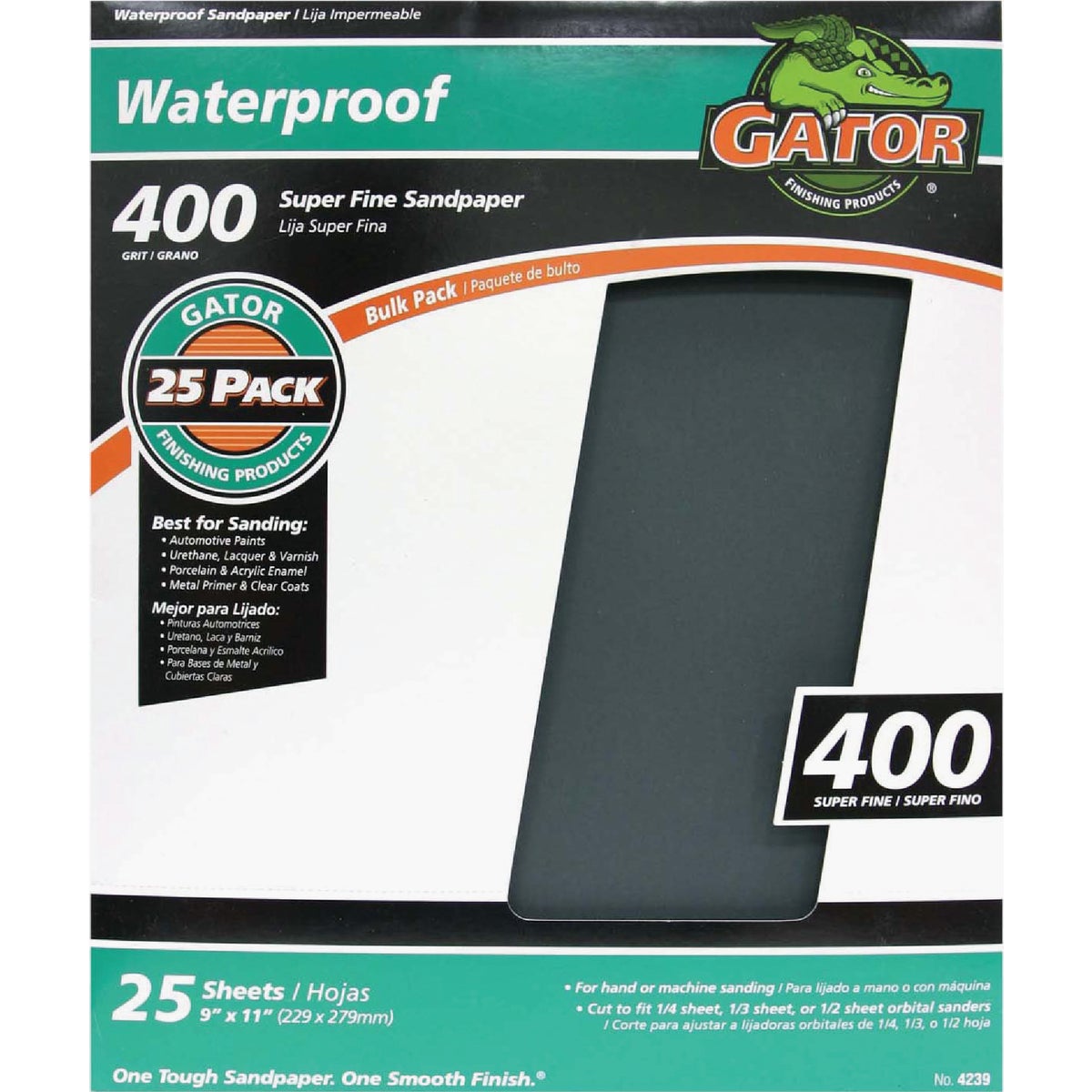 Gator Blade Waterproof 9 In. x 11 In. 400 Grit Super Fine Sandpaper (25-Pack) Image 1