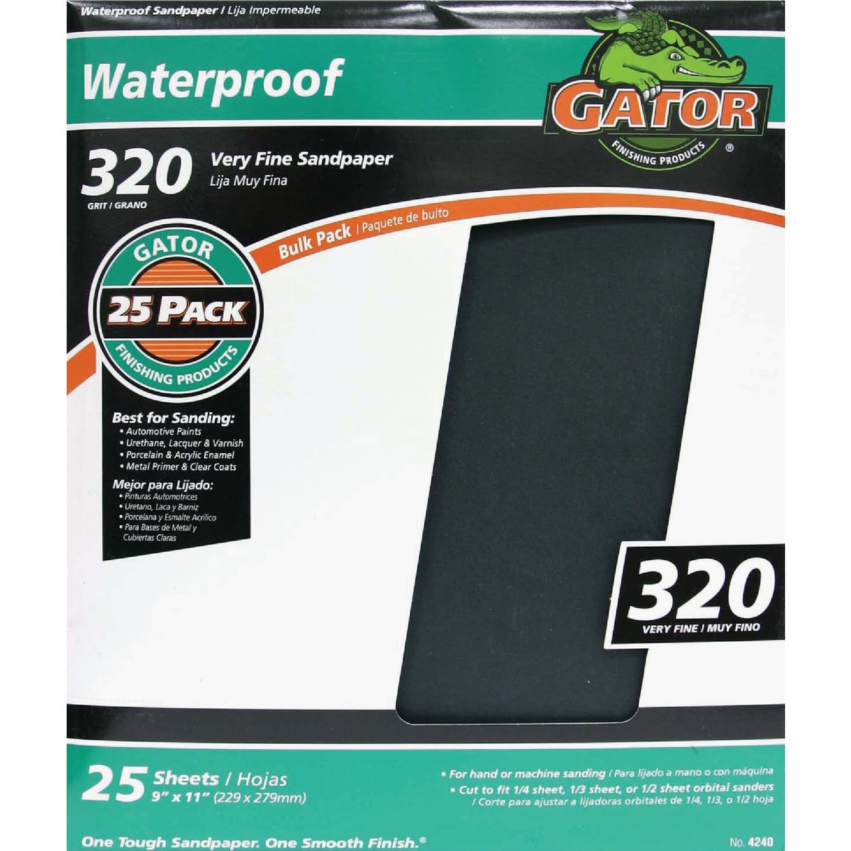 Gator Blade Waterproof 9 In. x 11 In. 320 Grit Very Fine Sandpaper (25-Pack) Image 1
