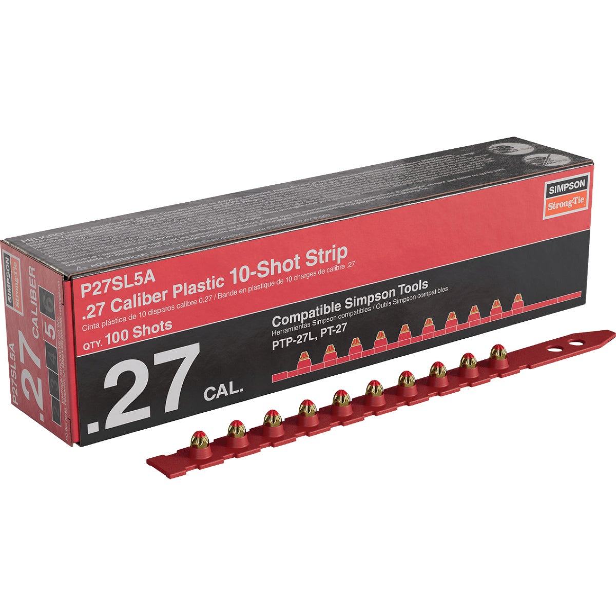 P27SL 0.27-Caliber Plastic, 10-Shot Strip Loads, Red - Imported (100-Qty) Image 1