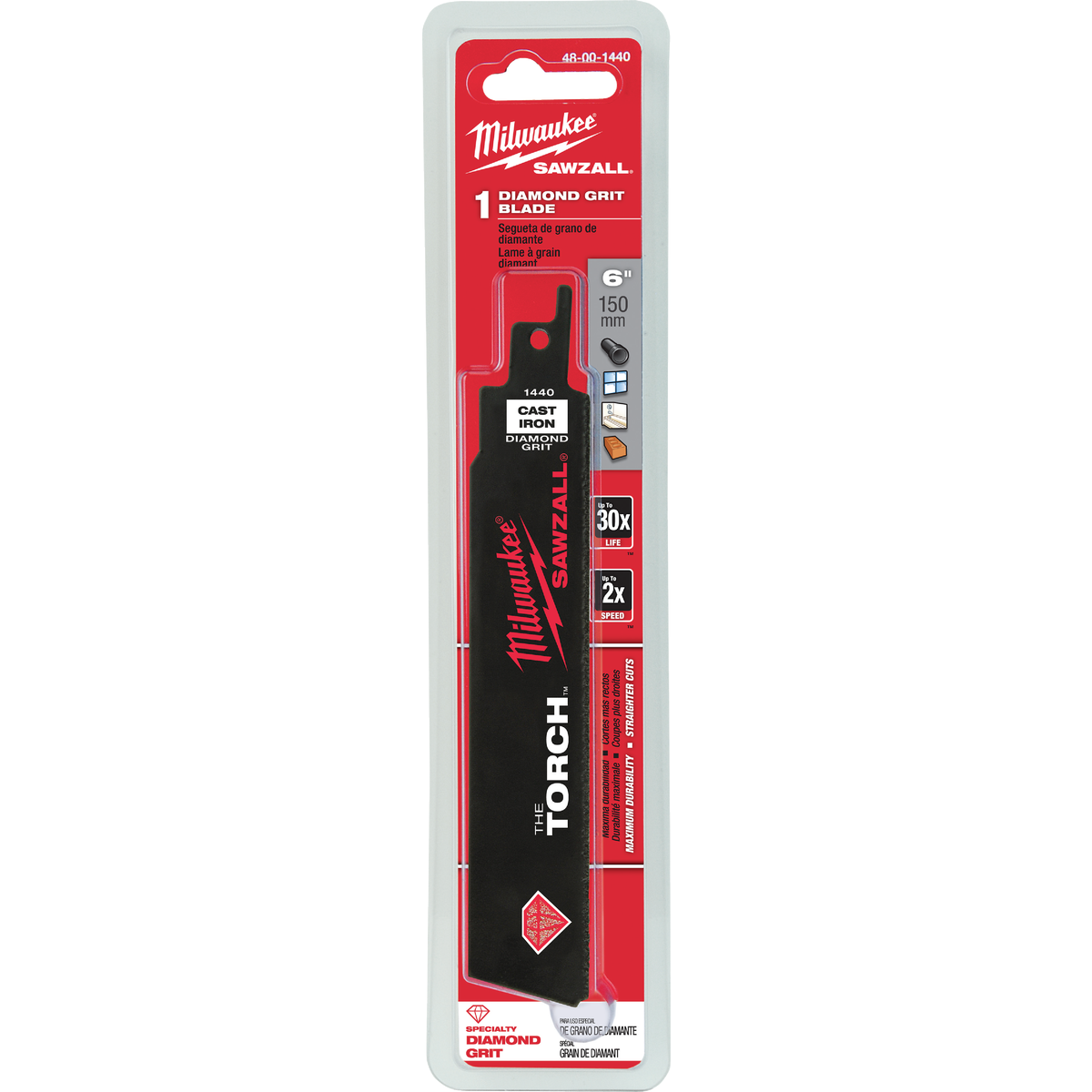 Milwaukee SAWZALL The TORCH 6 In. Diamond Grit Reciprocating Saw Blade Image 2