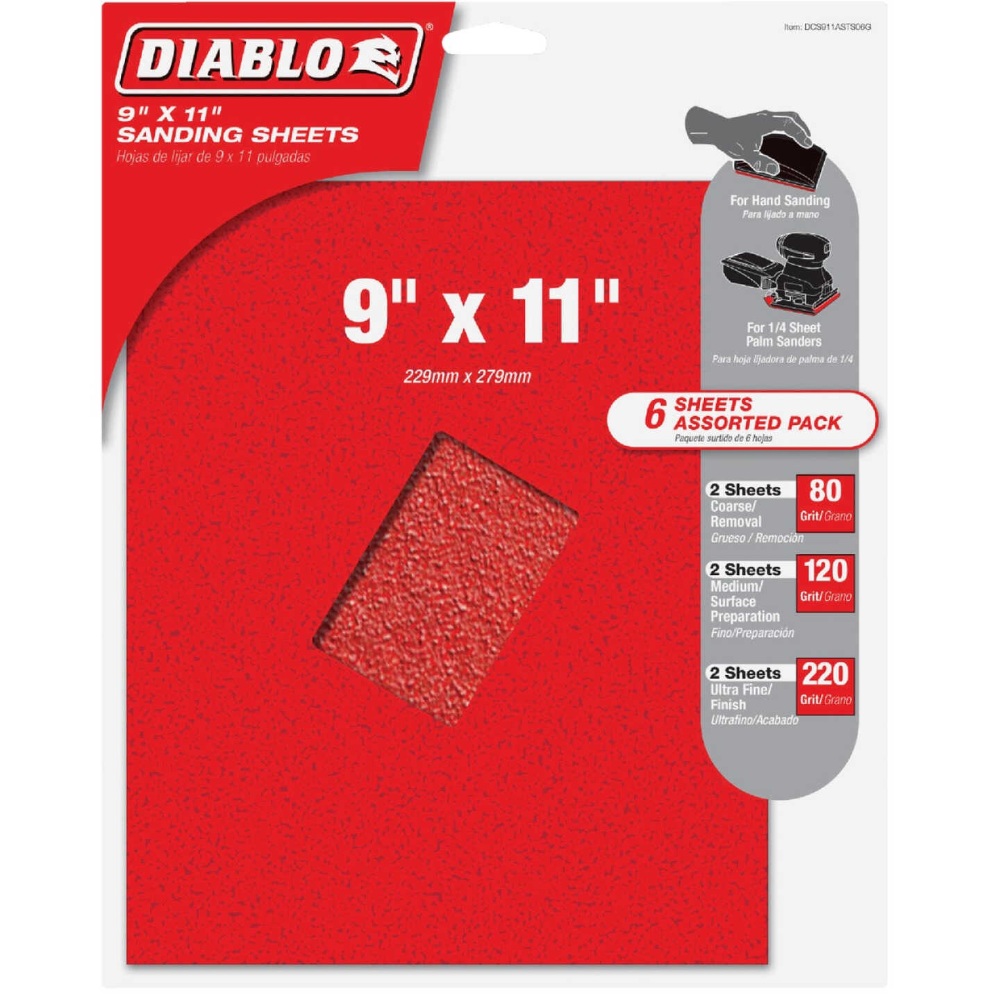 Diablo 9 In. x 11 In. 80/120/220 Assorted Grit Sandpaper (6-Pack) Image 1