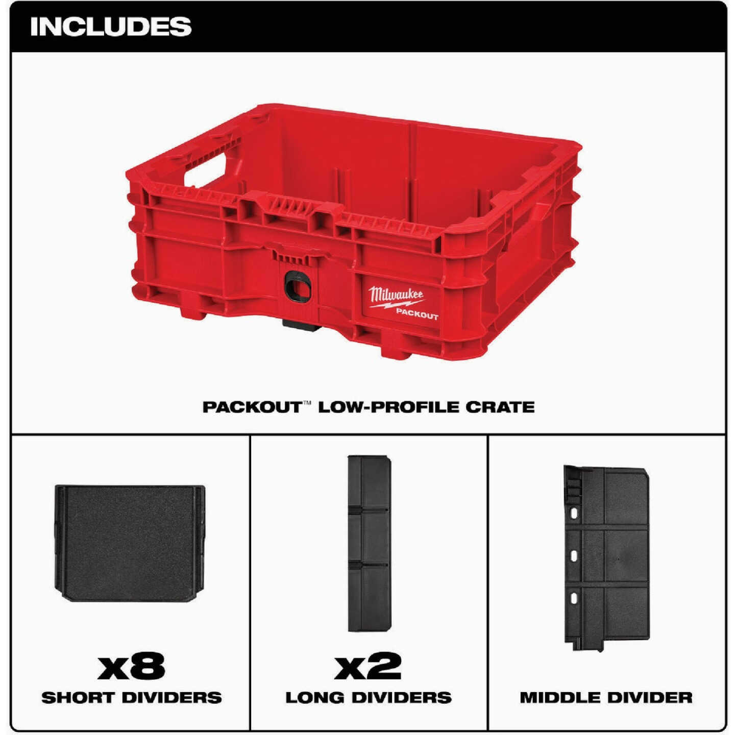Milwaukee PACKOUT Low-Profile Crate Image 4