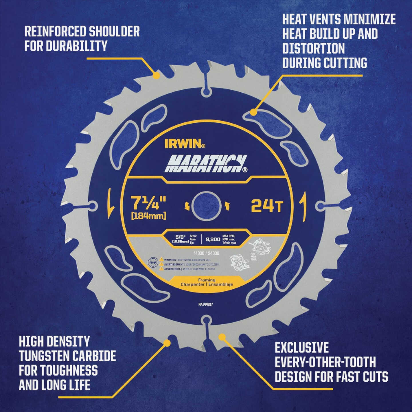 Irwin Marathon 7-1/4 In. 24-Tooth Framing/Ripping Circular Saw Blade Image 2
