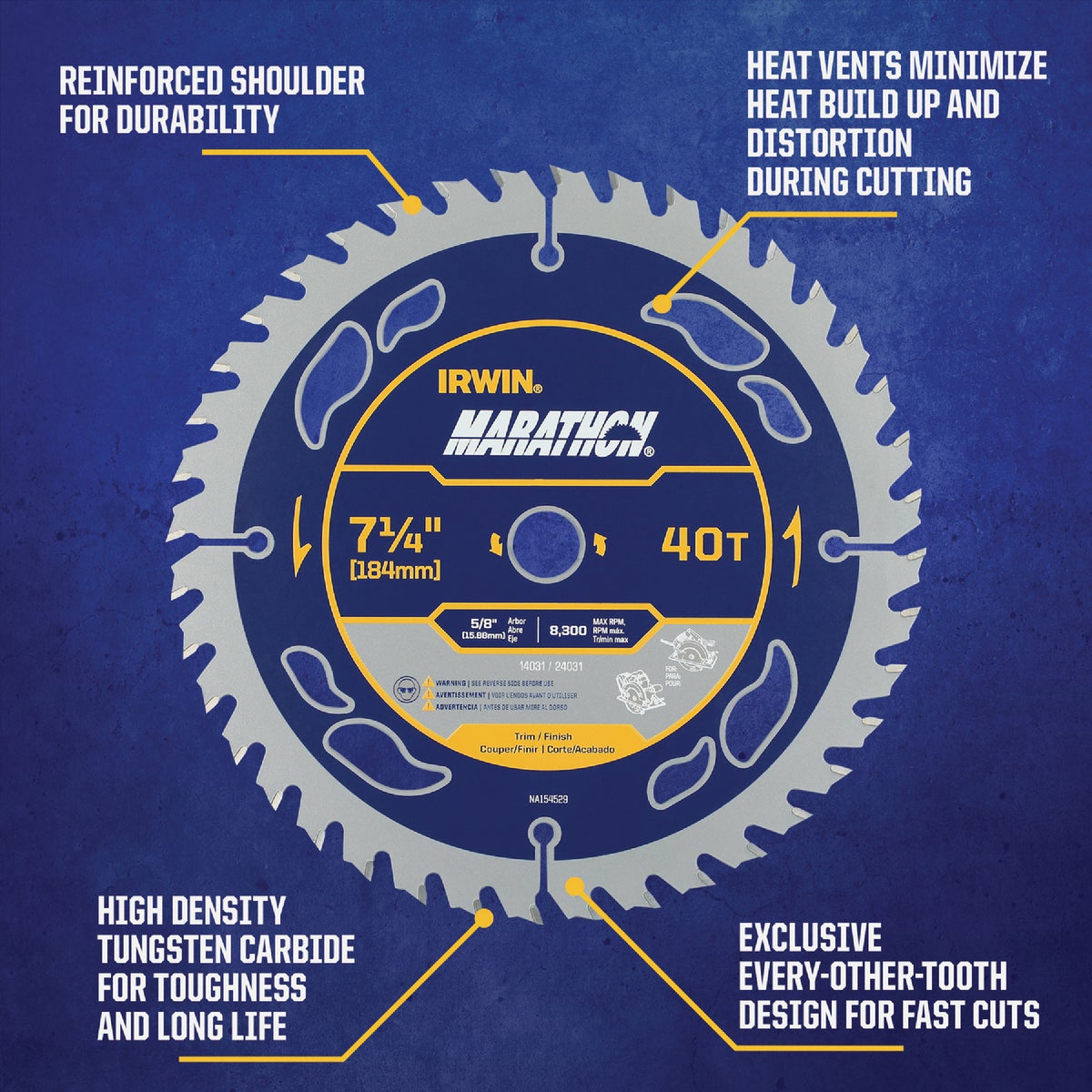Irwin Marathon 7-1/4 In. 40-Tooth Trim/Finish Circular Saw Blade Image 2