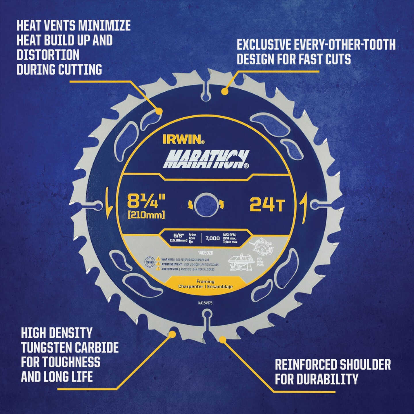 Irwin Marathon 8-1/4 In. 24-Tooth General Purpose Circular Saw Blade Image 2