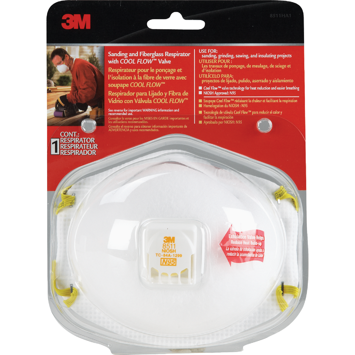3M N95 Cool Flow Valve Respirator for Sanding & Fiberglass Image 2
