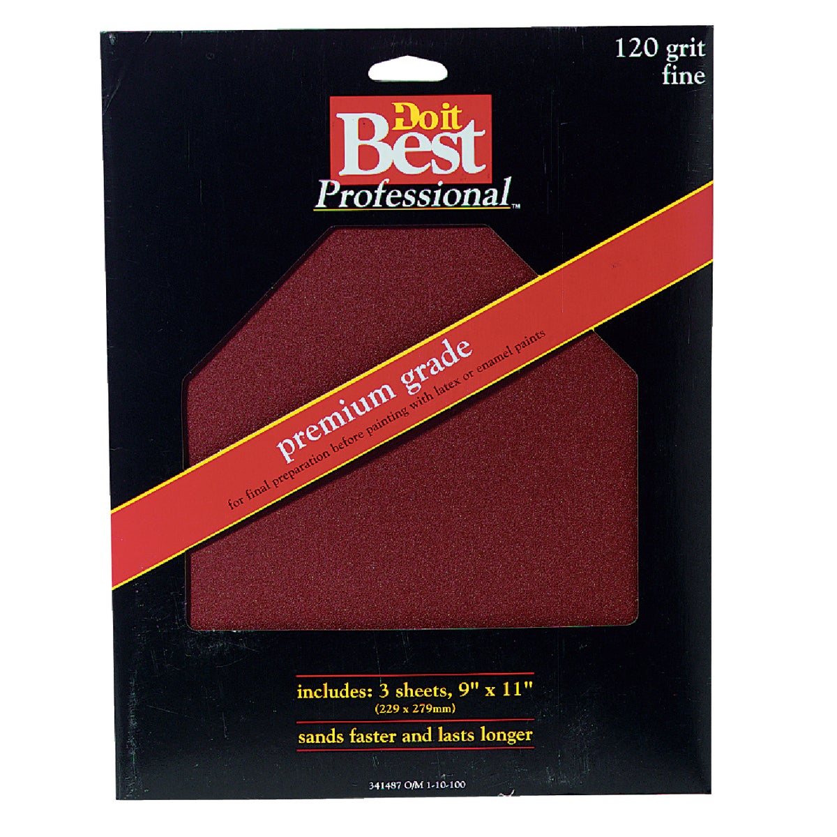 Do it Best Premium Plus 9 In. x 11 In. 120 Grit Fine Sandpaper (3-Pack) Image 1