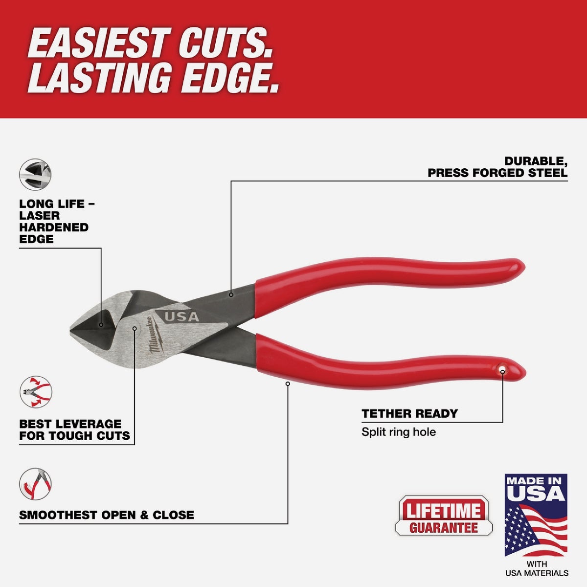 Milwaukee 7 In. Dipped Grip Diagonal Cutting Pliers Image 3