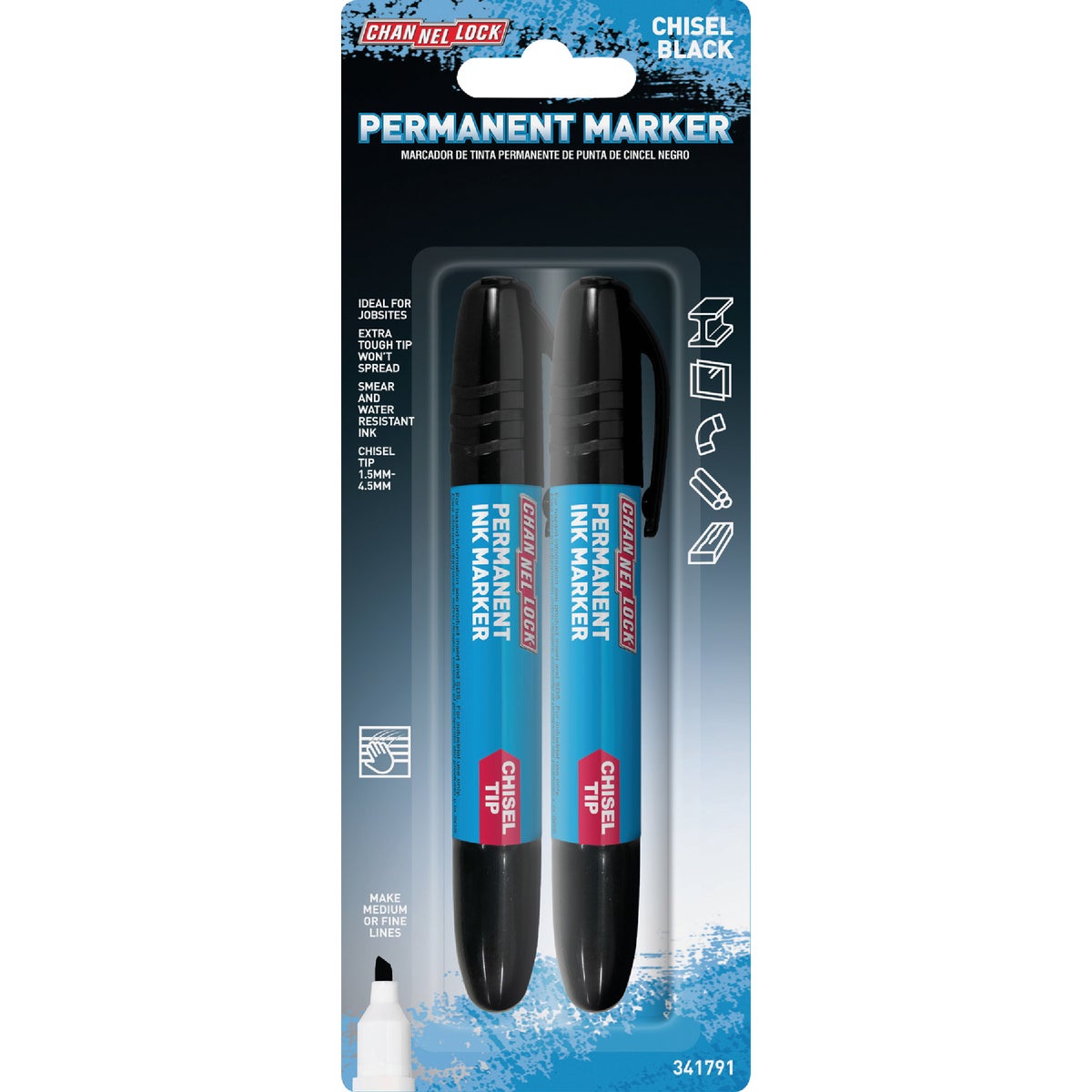 Channellock Chisel Tip Black Ink Marker (2-Pack) Image 1