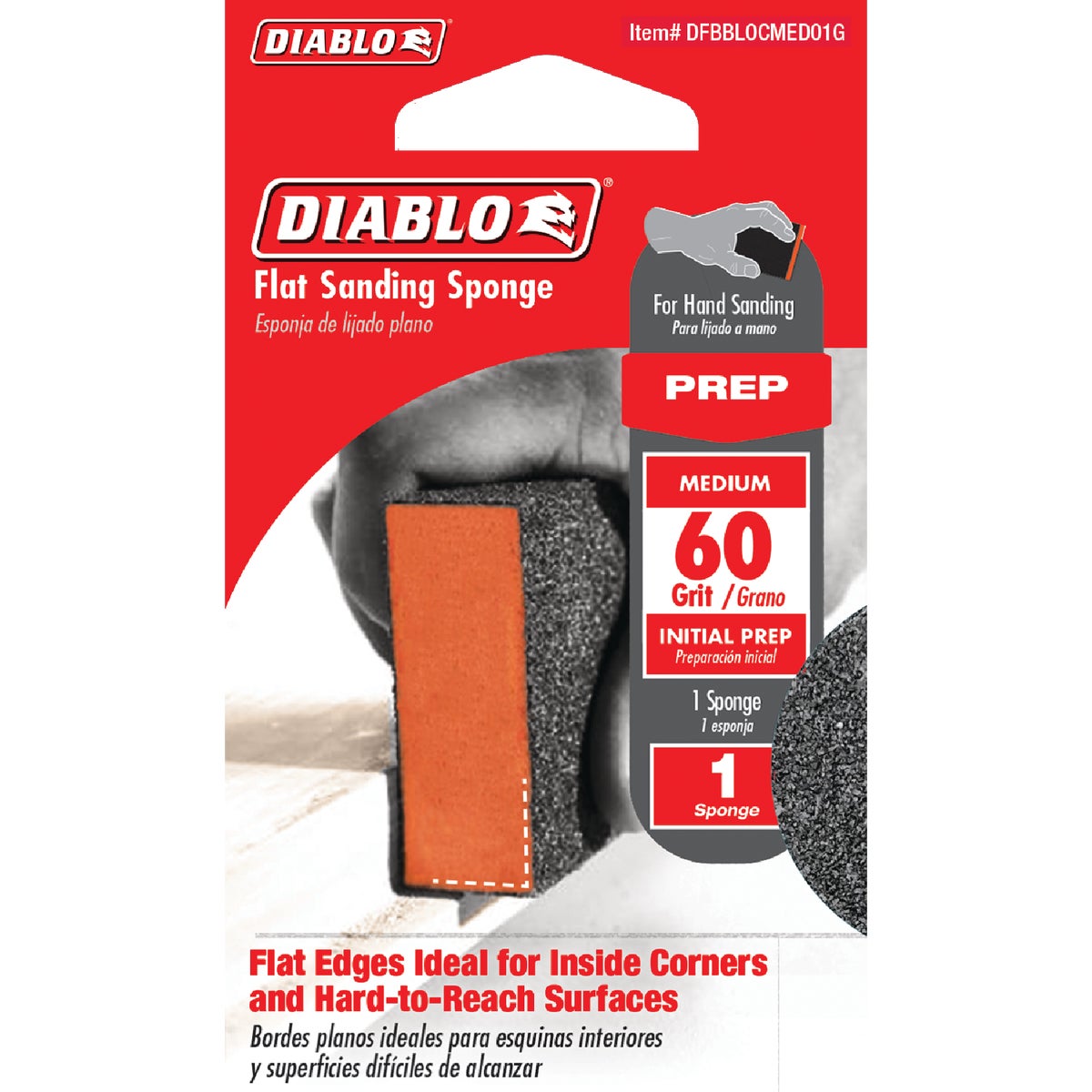 Diablo 2-1/2 In. x 4 In. x 1 In. 60 Grit (Medium) Flat Edge Sanding Sponge Image 2
