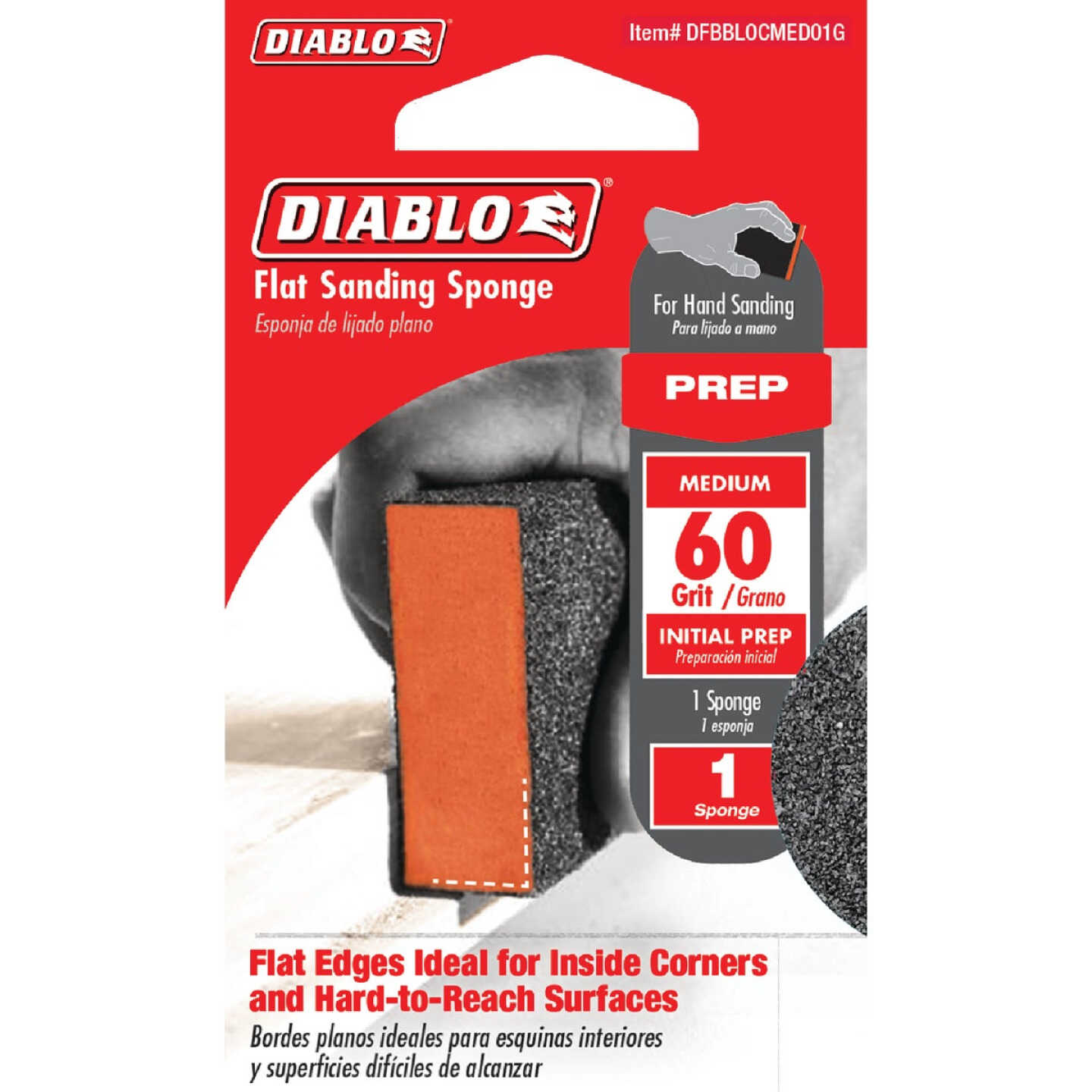 Diablo 2-1/2 In. x 4 In. x 1 In. 60 Grit (Medium) Flat Edge Sanding Sponge Image 2