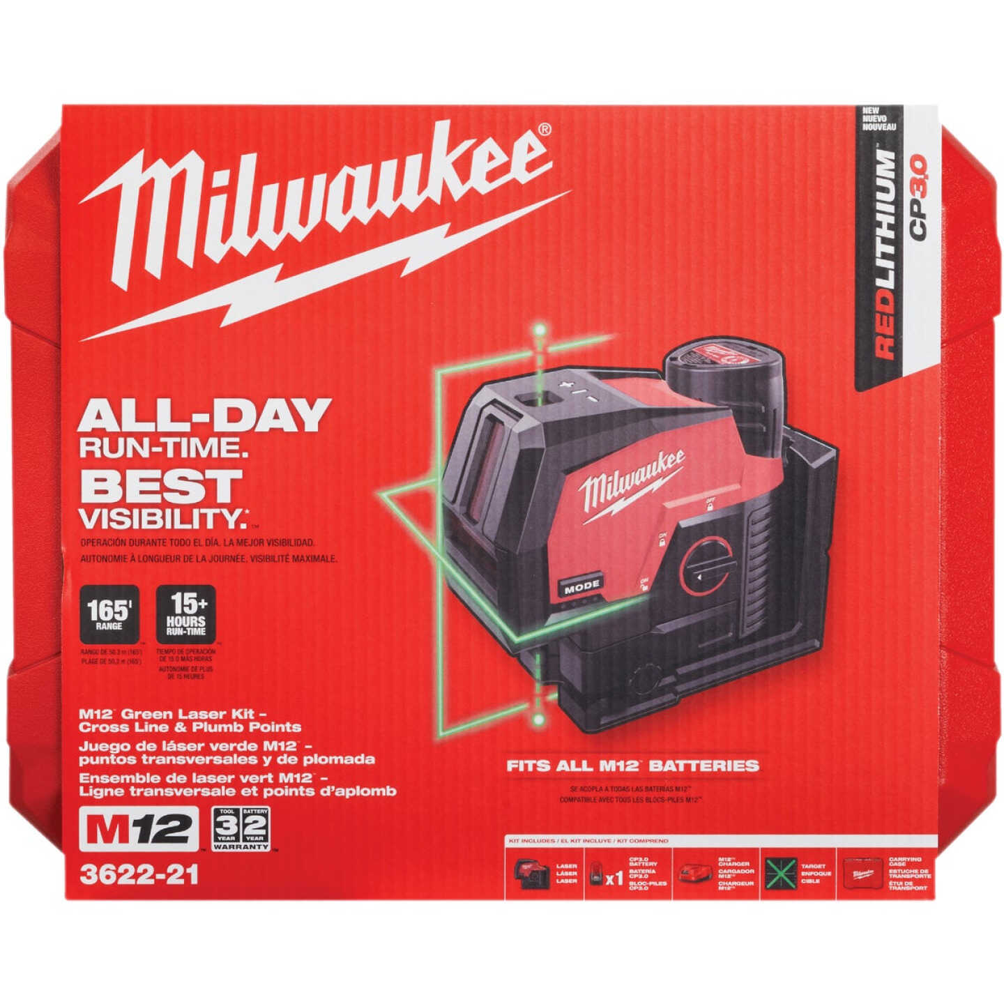 Milwaukee M12 Green Cross Line & Plumb Points Laser Kit Image 4
