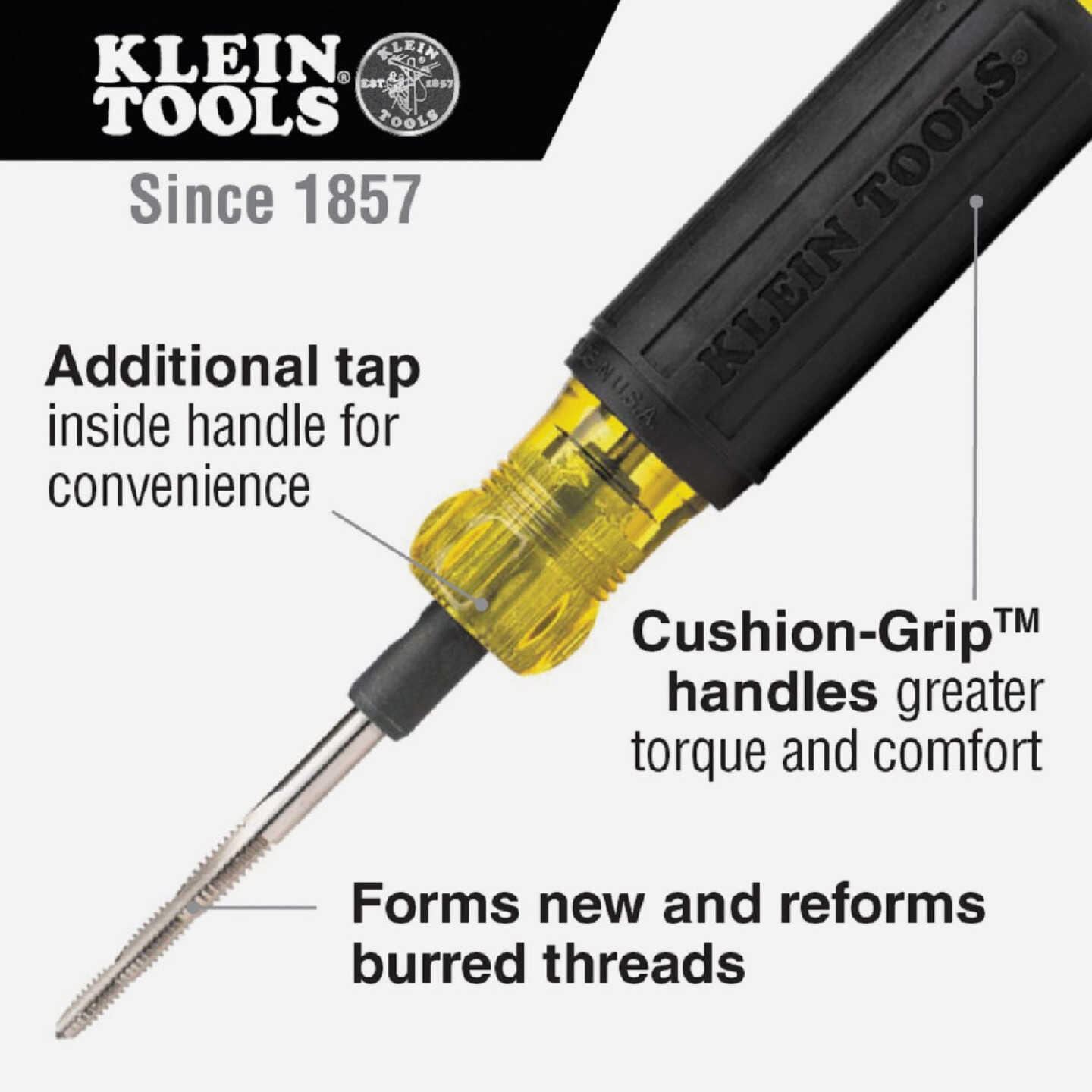 Klein 6-in-1 Multi Tap Tool (6-32, 8-32, 10-32, 10-24, 12-24, 1/4-20) Image 2