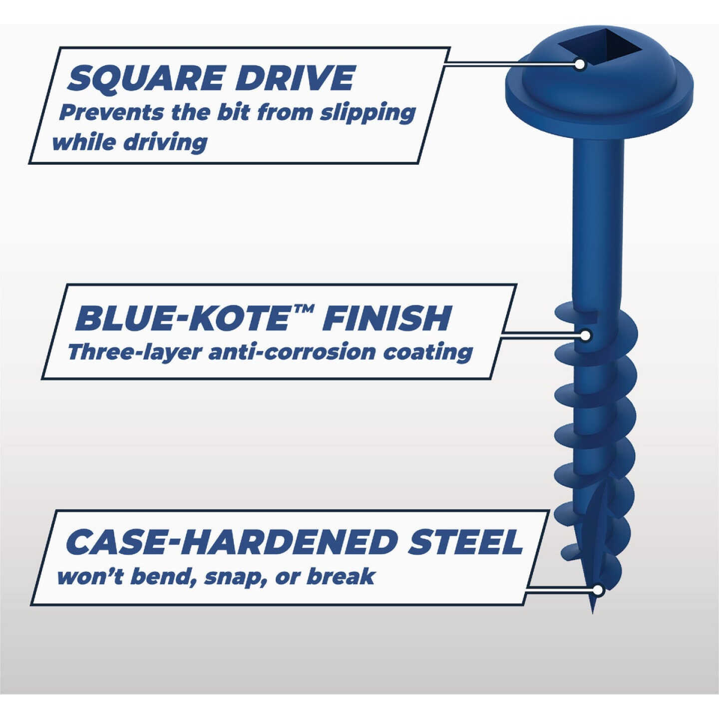 Kreg Blue-Kote #7 x 1-1/4 In. Square Coarse Thread Maxi-Loc Head Pocket-Hole Screw (100 Ct.) Image 2