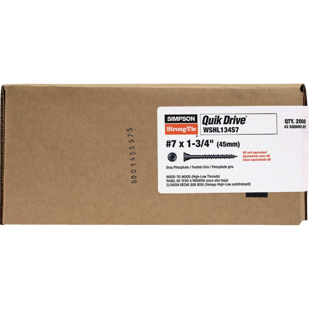 WSHL Subfloor Screw (Collated)  #7 x 1-3/4 in. #2 Square Drive, Gray Phosphate (2000-Qty) Image 2