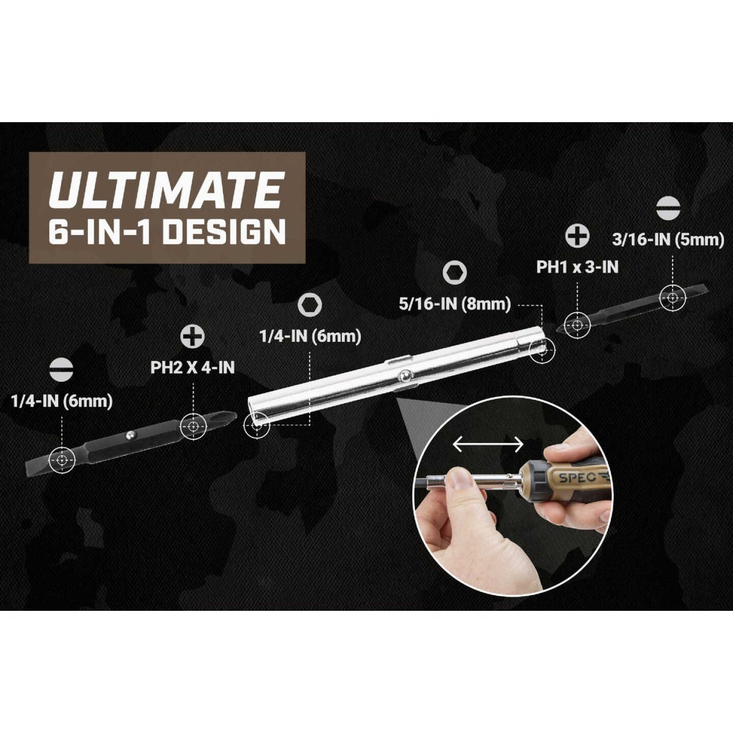 Spec Ops 6-in-1 Multi-Bit Screwdriver Image 4