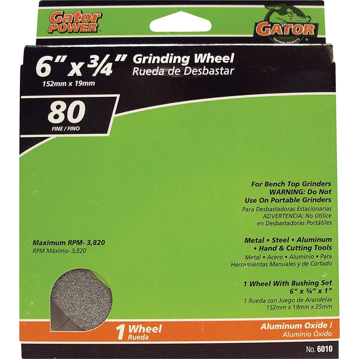 Gator Blade 6 In. 3/4 In. Adjustable - 1", 3/4", 5/8", 1/2" Bench Grinding Wheel Image 1