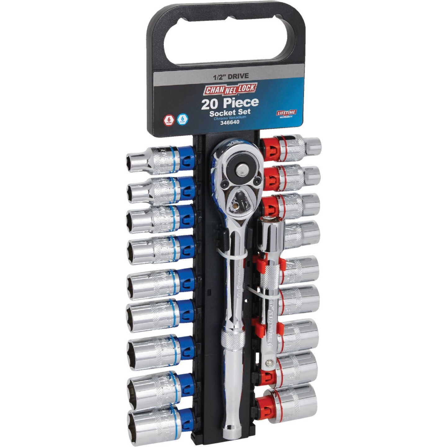 Channellock Standard/Metric 1/2 In. Drive 6-Point Shallow Ratchet & Socket Set (20-Piece) Image 1