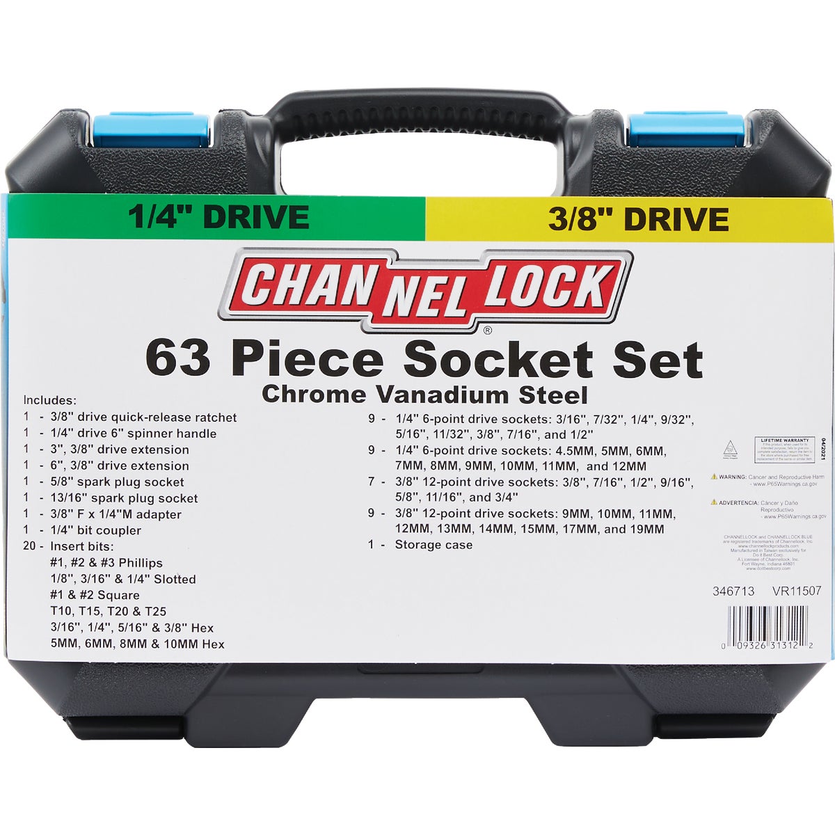 Channellock SAE/Metric 1/4 In. & 3/8 In. Drive Combination Ratchet & Socket Set (63-Piece) Image 8