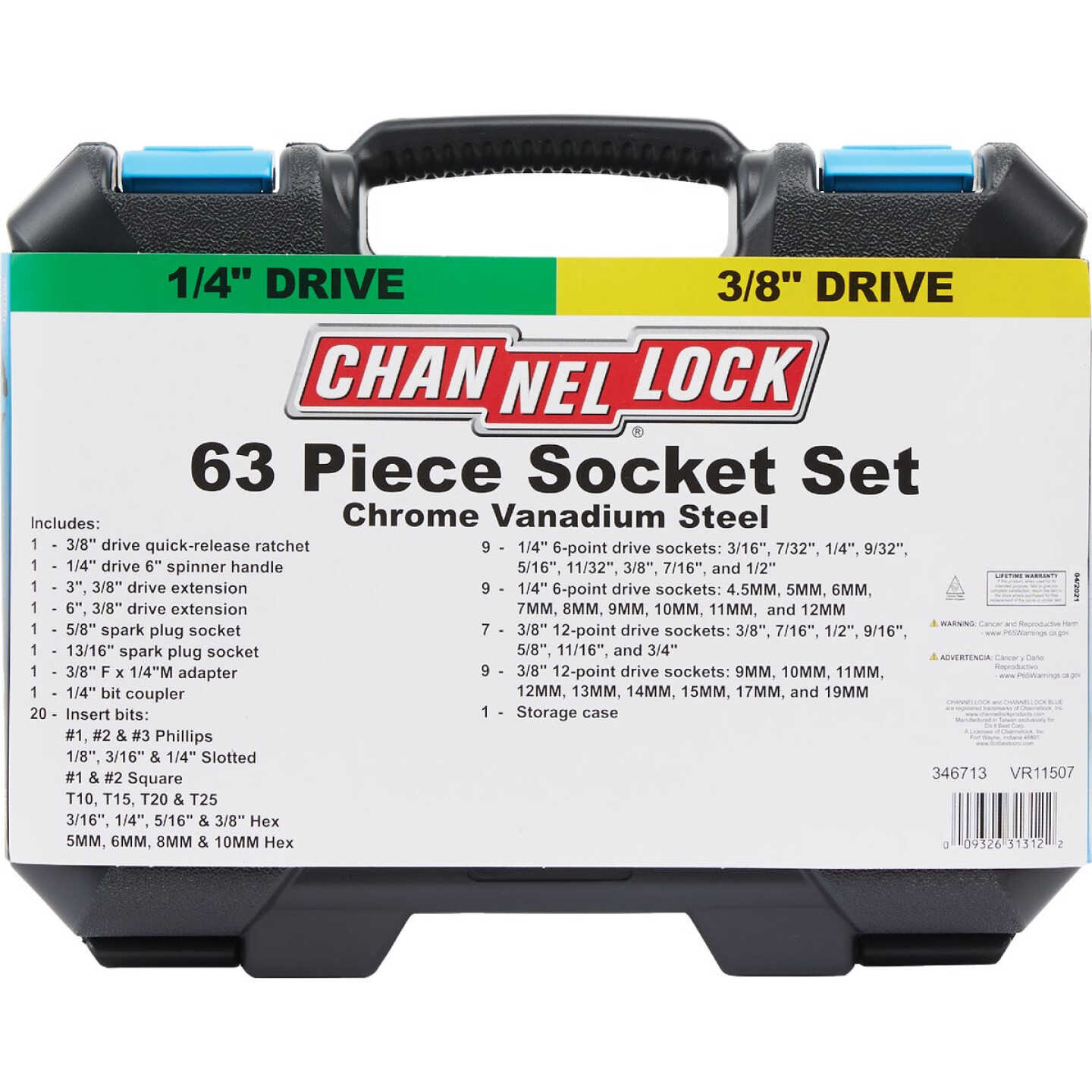 Channellock SAE/Metric 1/4 In. & 3/8 In. Drive Combination Ratchet & Socket Set (63-Piece) Image 8