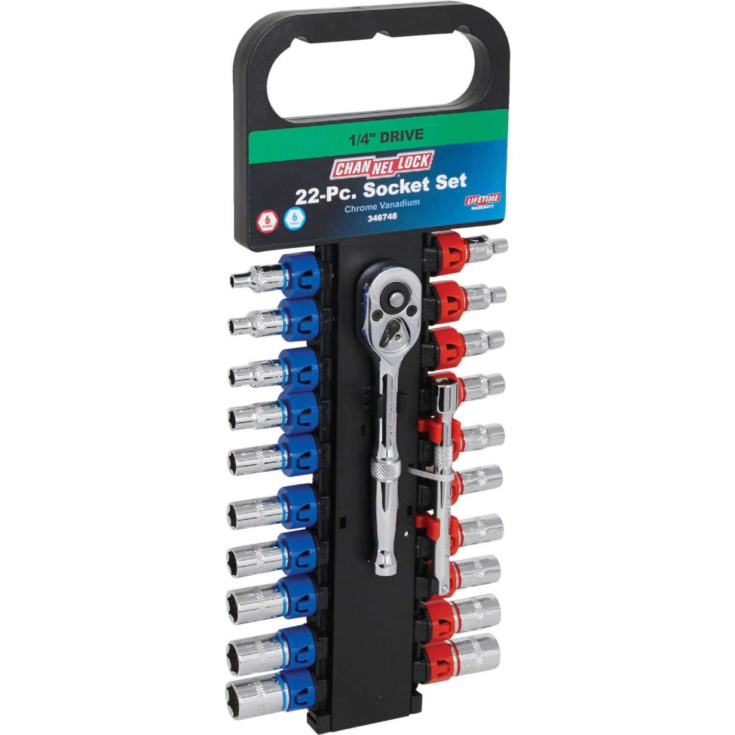 Channellock Standard/Metric 1/4 In. Drive 6-Point Shallow Ratchet & Socket Set (22-Piece) Image 1
