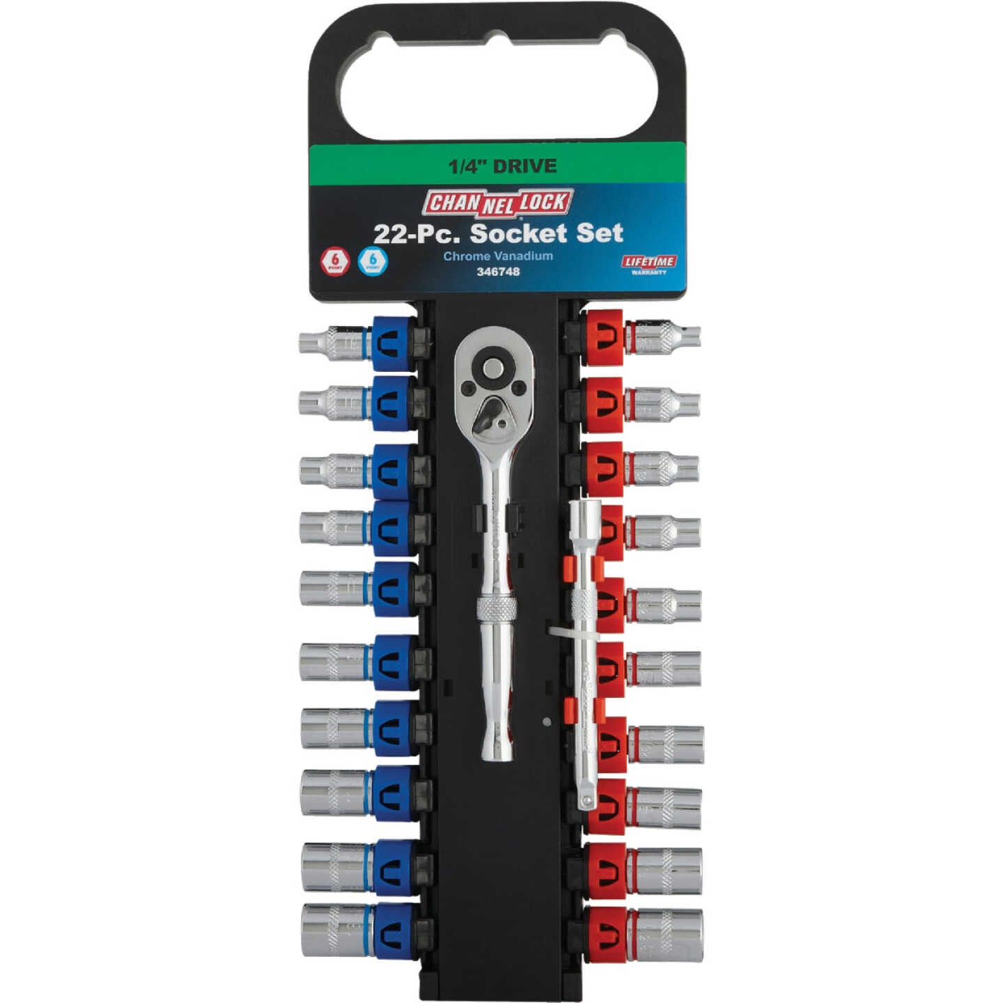 Channellock Standard/Metric 1/4 In. Drive 6-Point Shallow Ratchet & Socket Set (22-Piece) Image 8