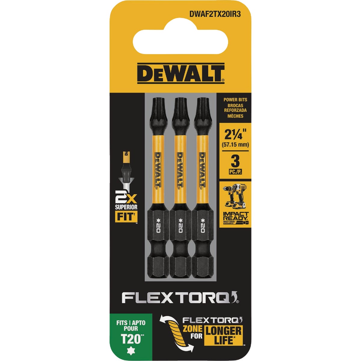 DEWALT FlexTorq 2 In. T20 TORX Impact Screwdriver Bit (3-Pack) Image 4